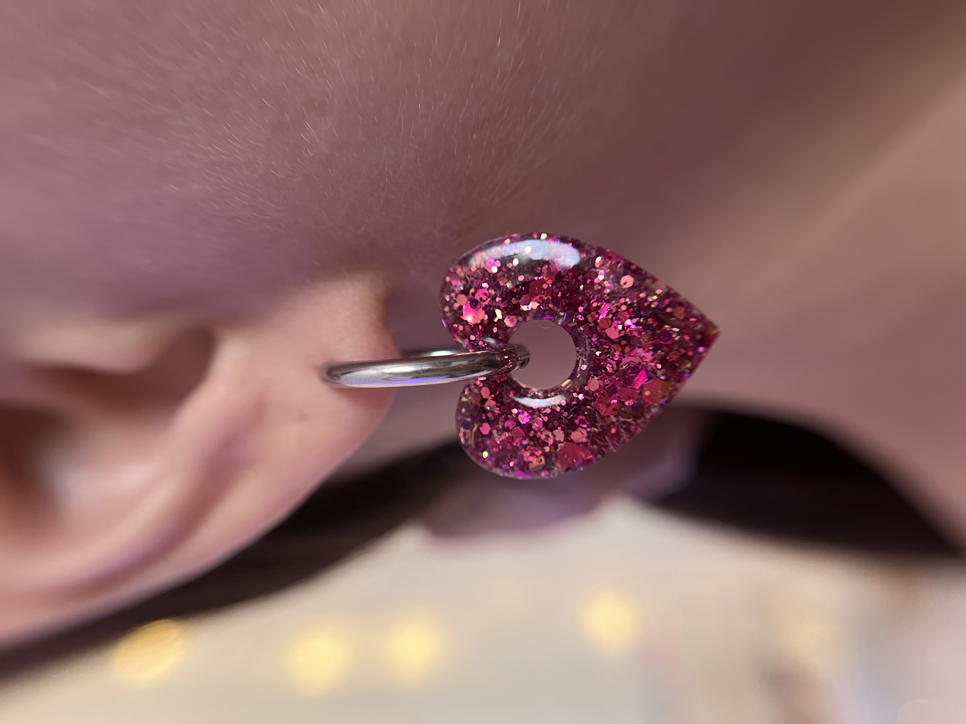 Coeur paillette rose fuschia