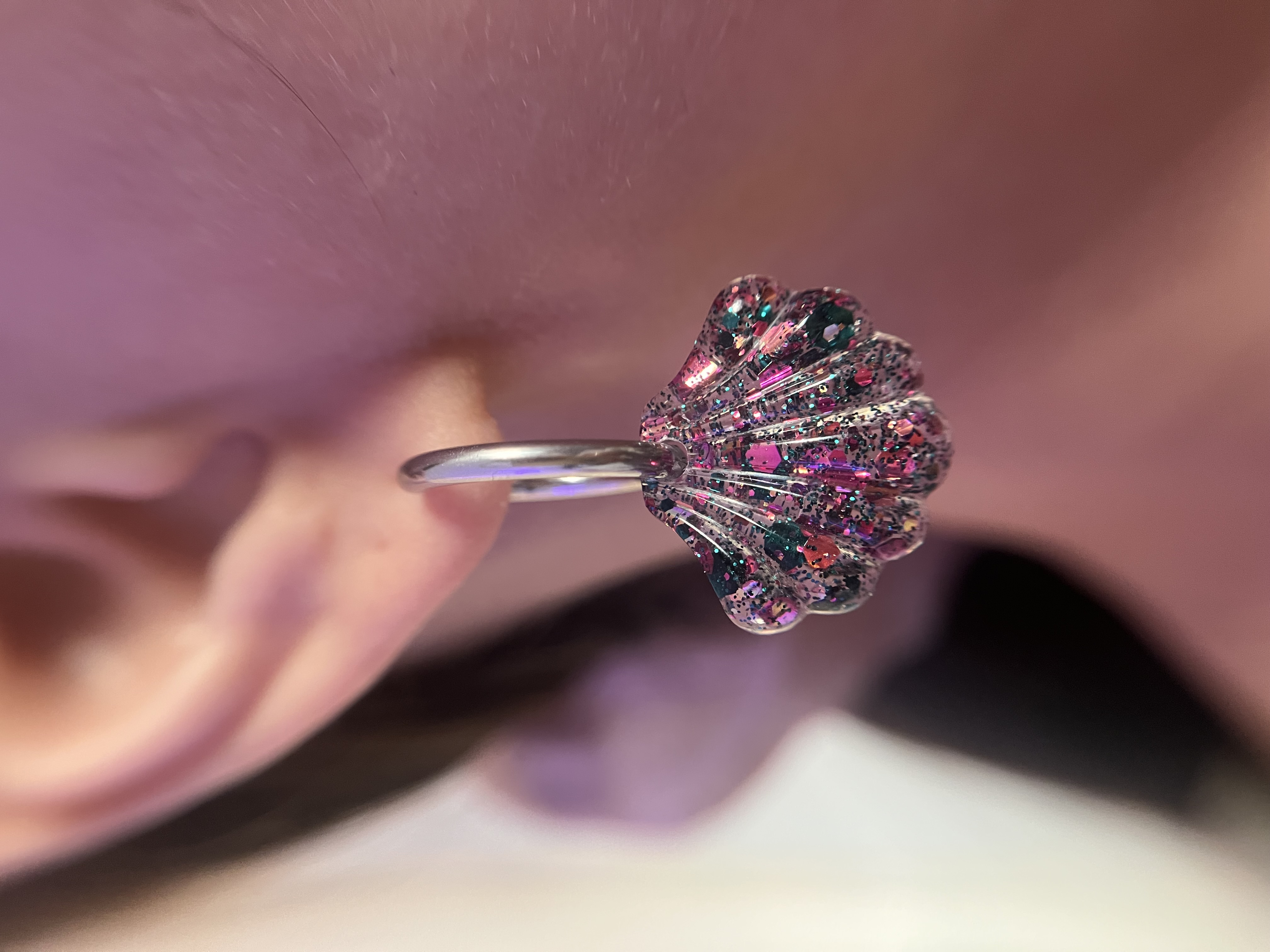 Coquillage vert et fuchsia