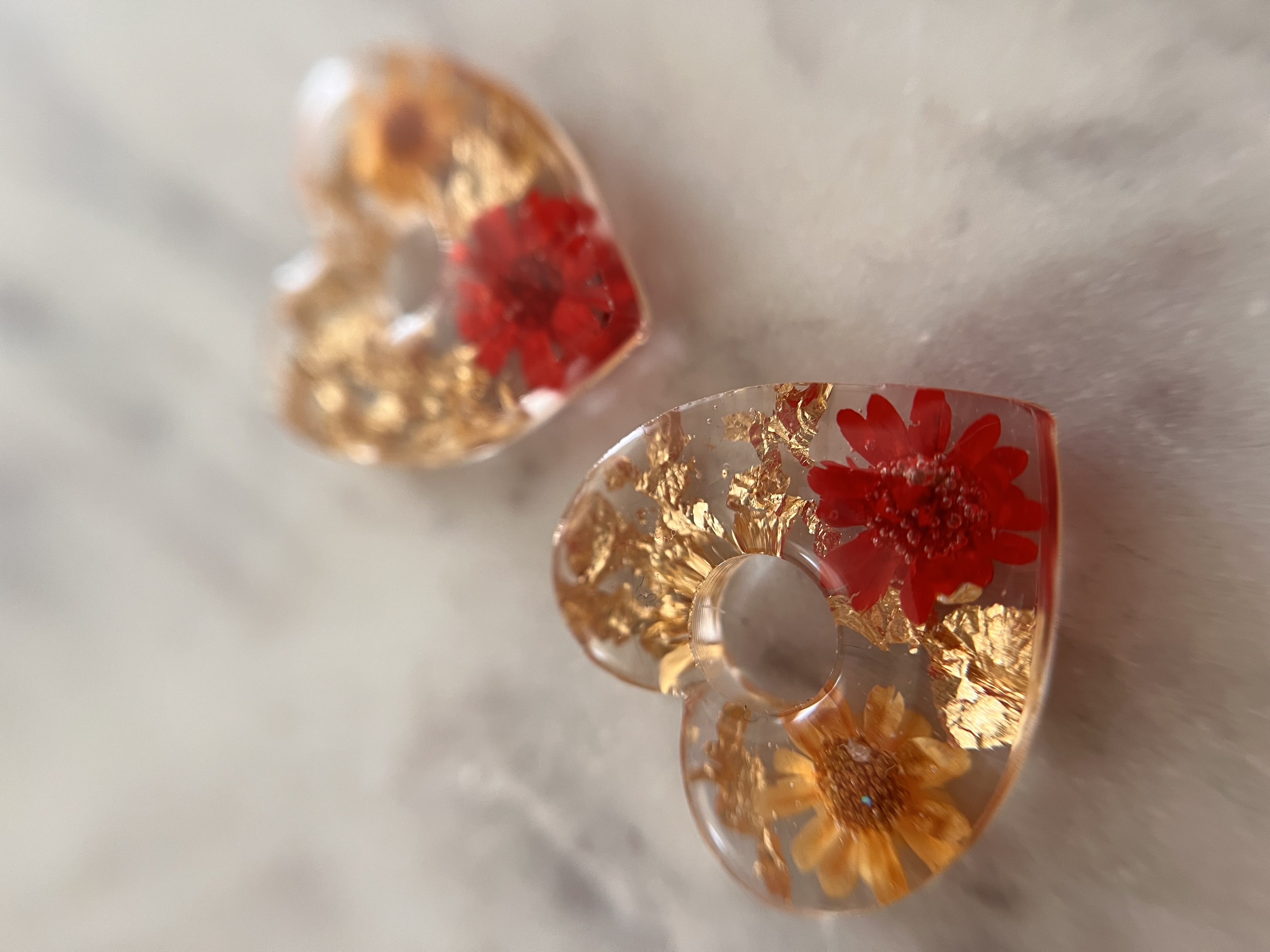 Coeur Fleur Rouge et Orange