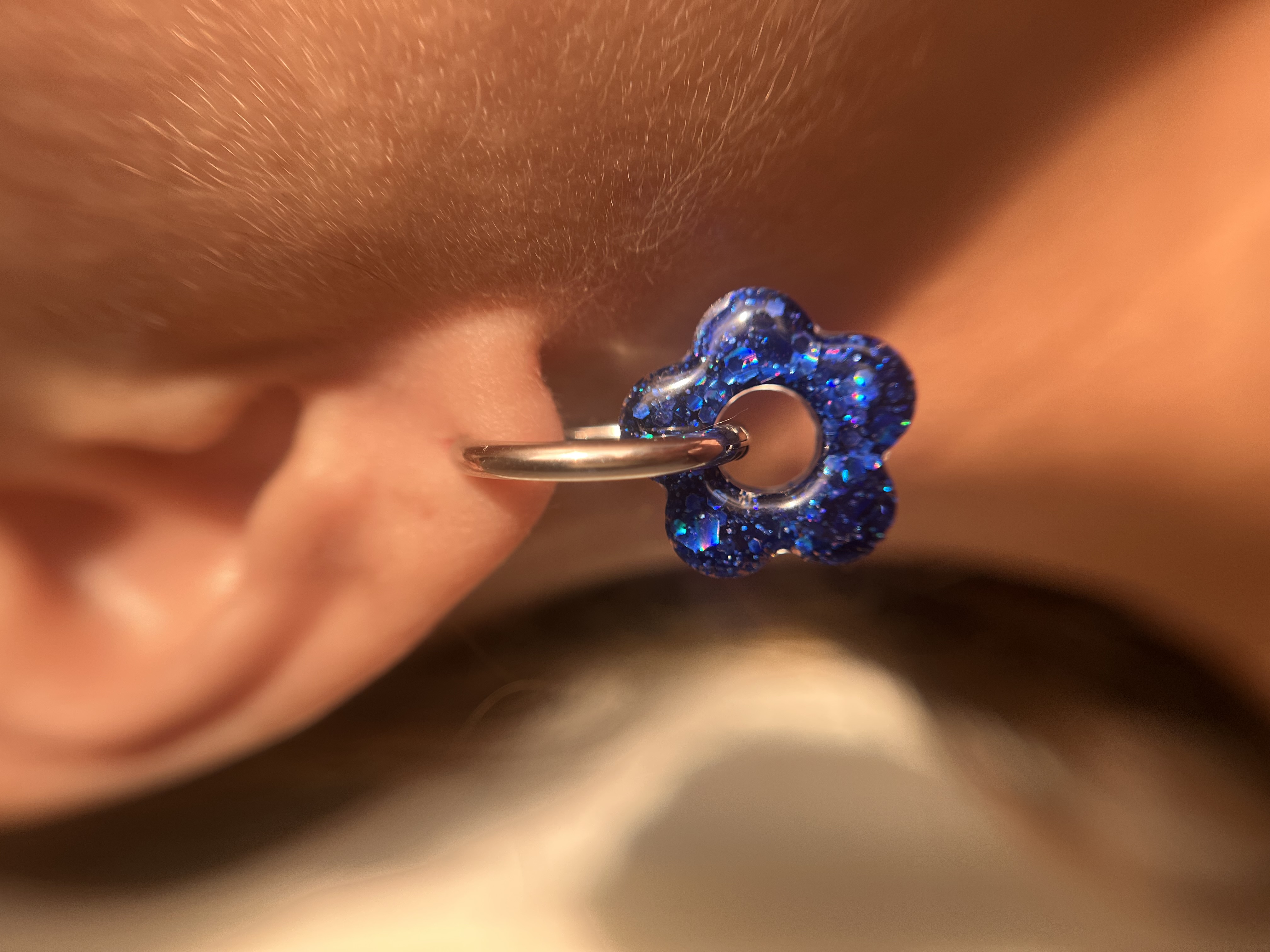 Flower paillettes bleu