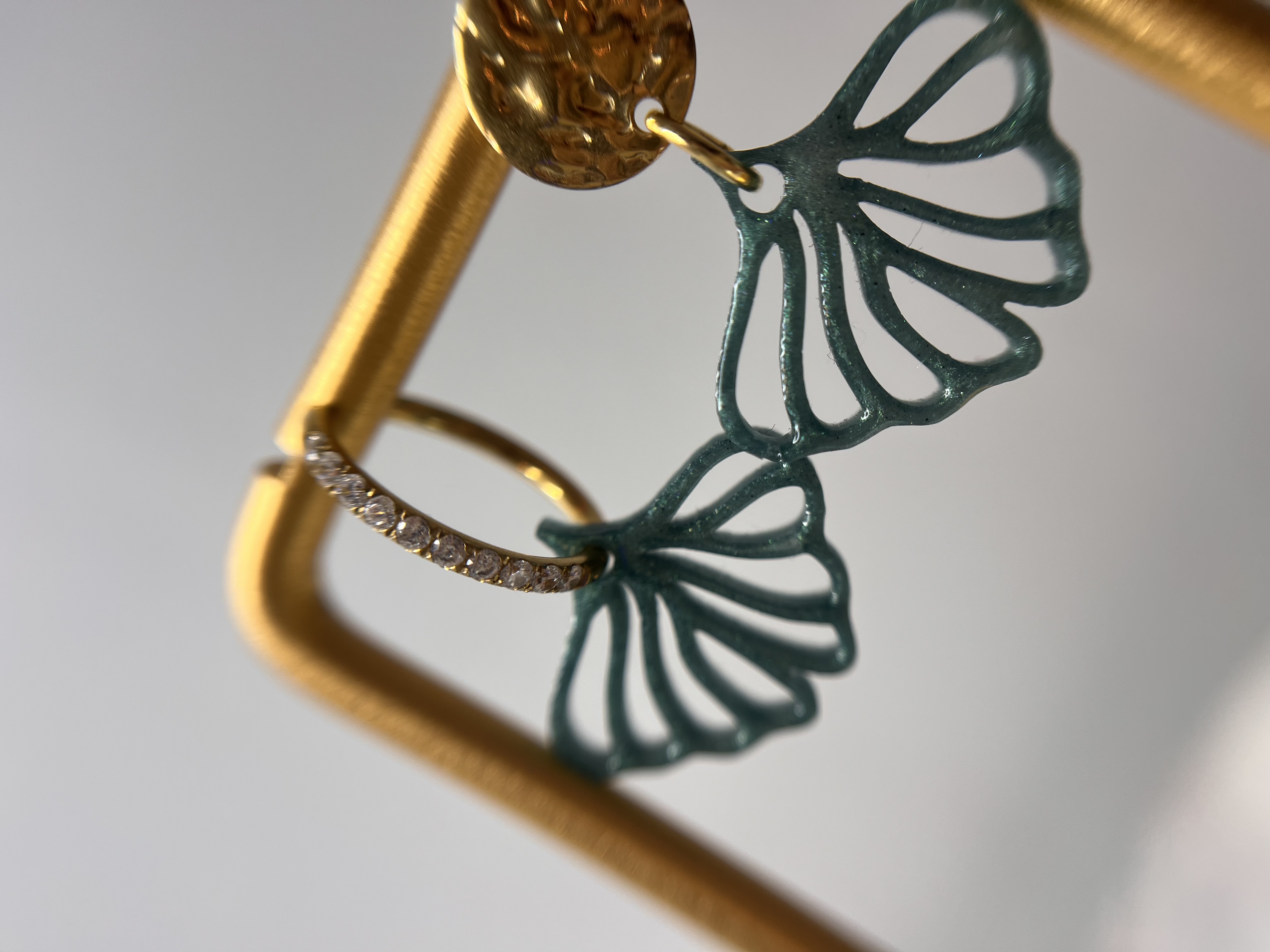 Moule Boucle d'oreille Feuille de Ginkgo  20x25mm