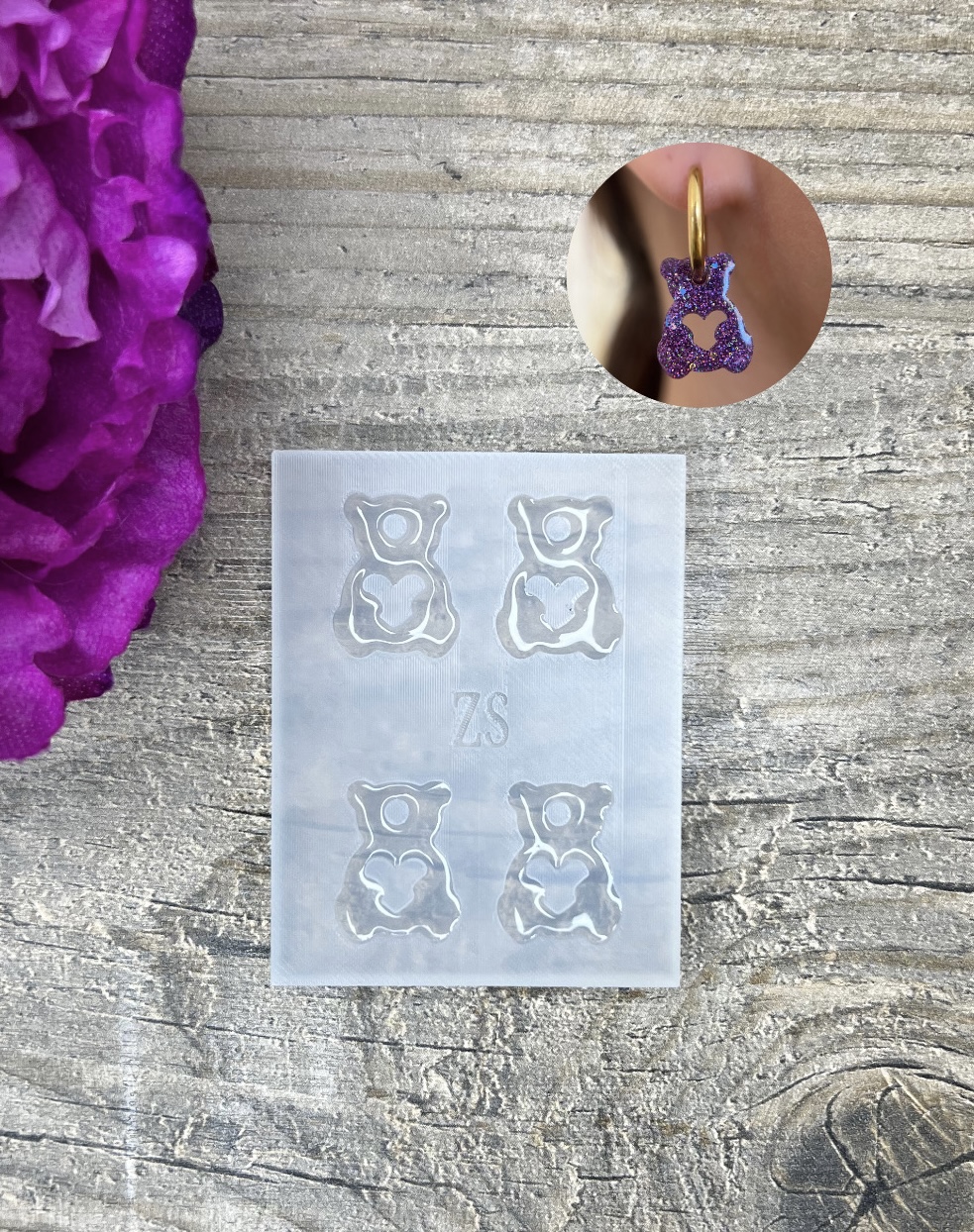 Moule Ourson Petit Coeur  20mm