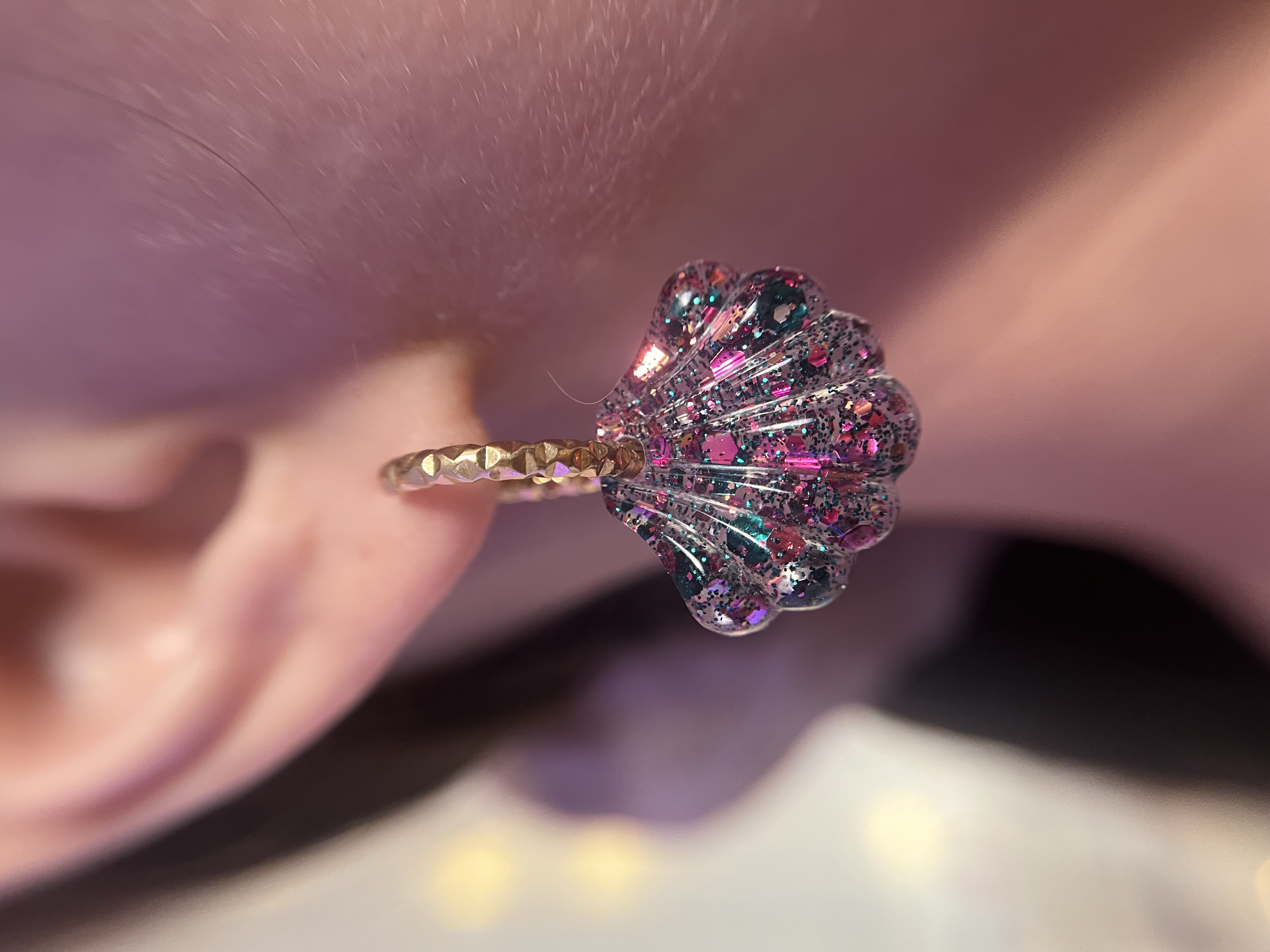 Coquillage vert et fuchsia