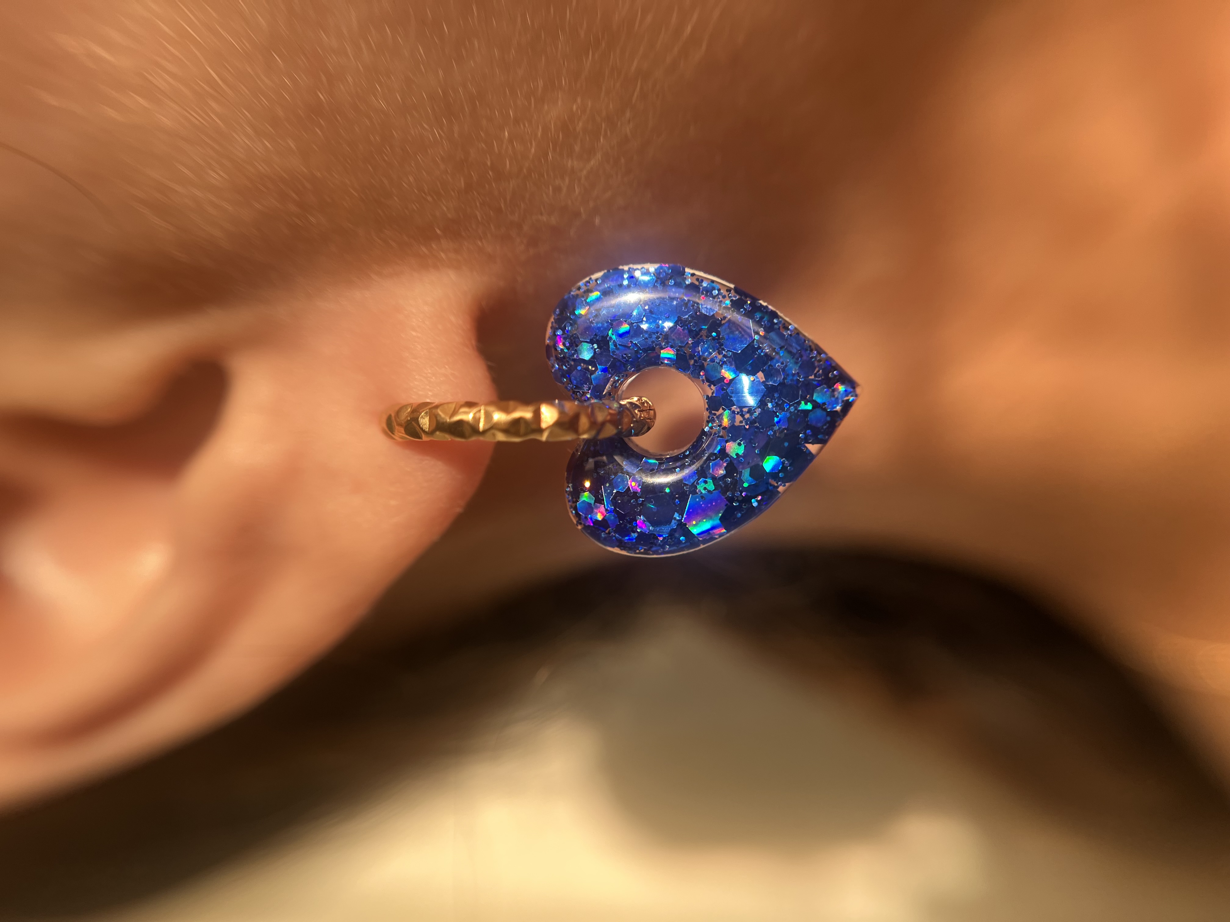 Coeur paillettes bleu