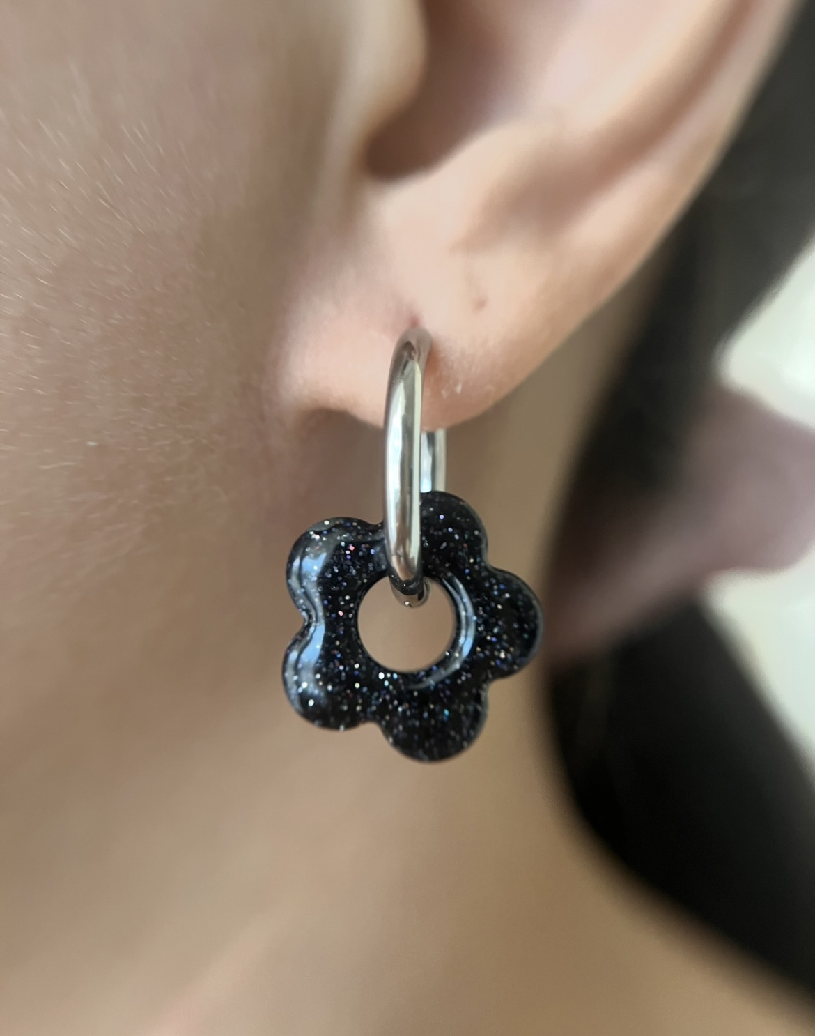  Flower Paillettes Noir