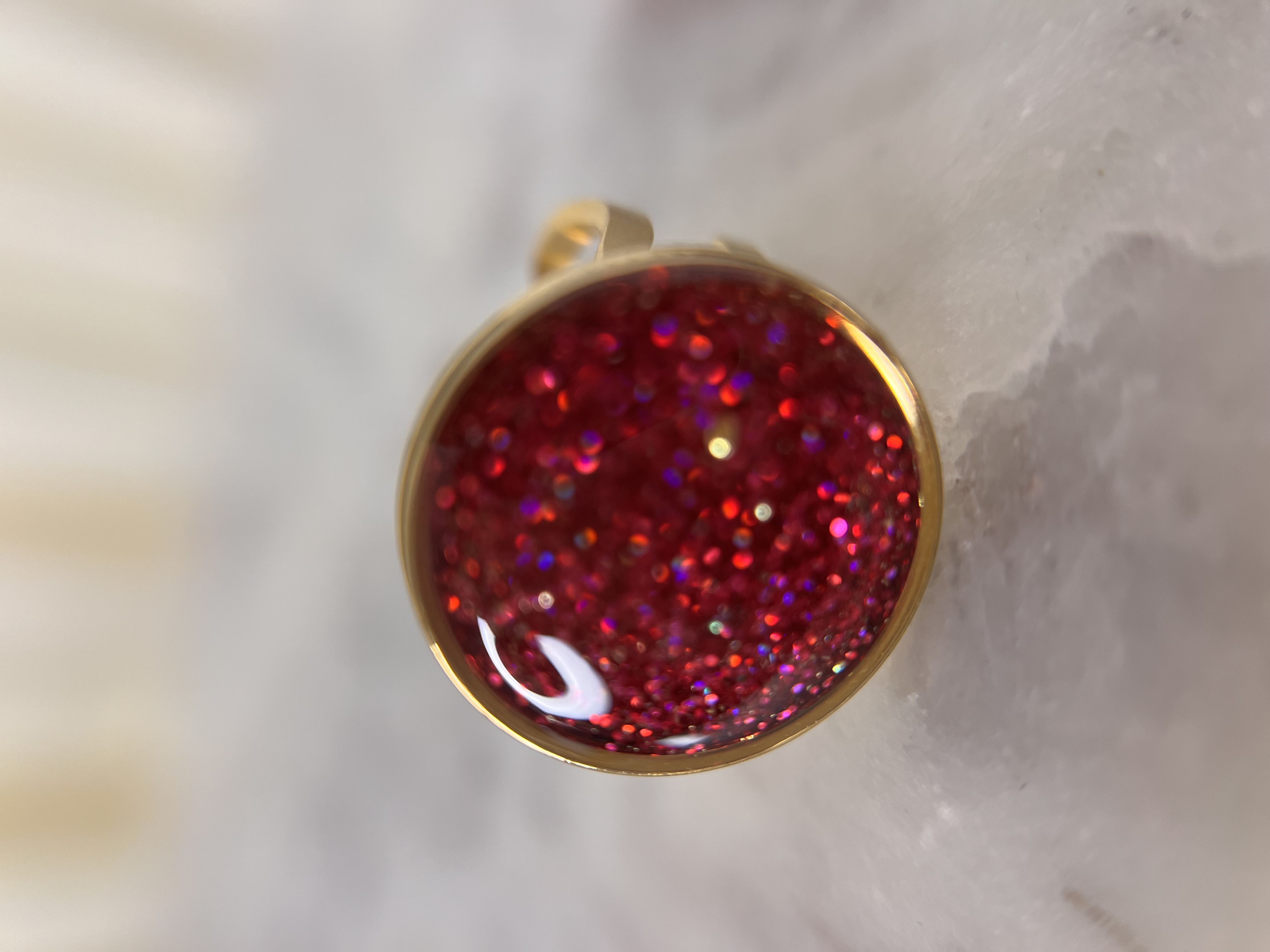 Bague paillette fuchsia