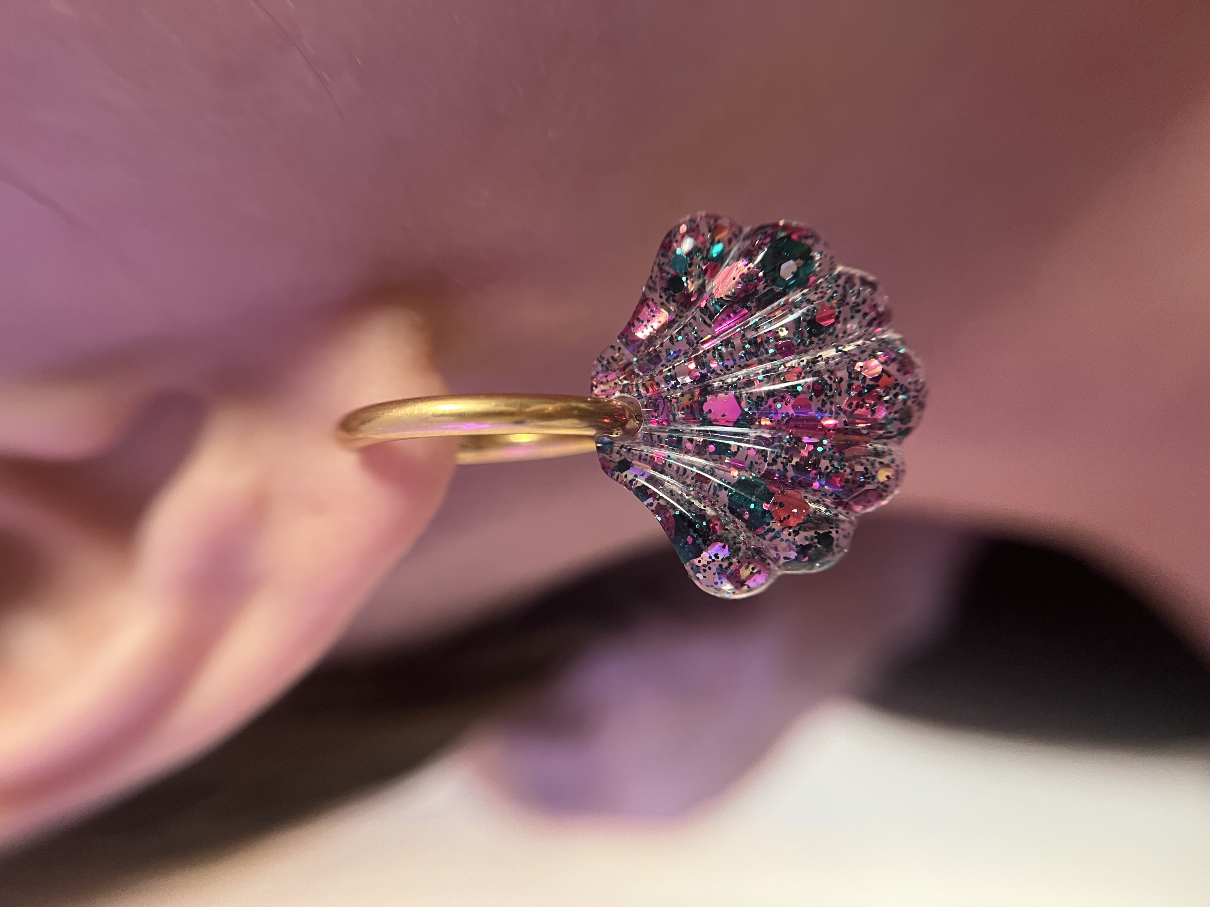 Coquillage vert et fuchsia