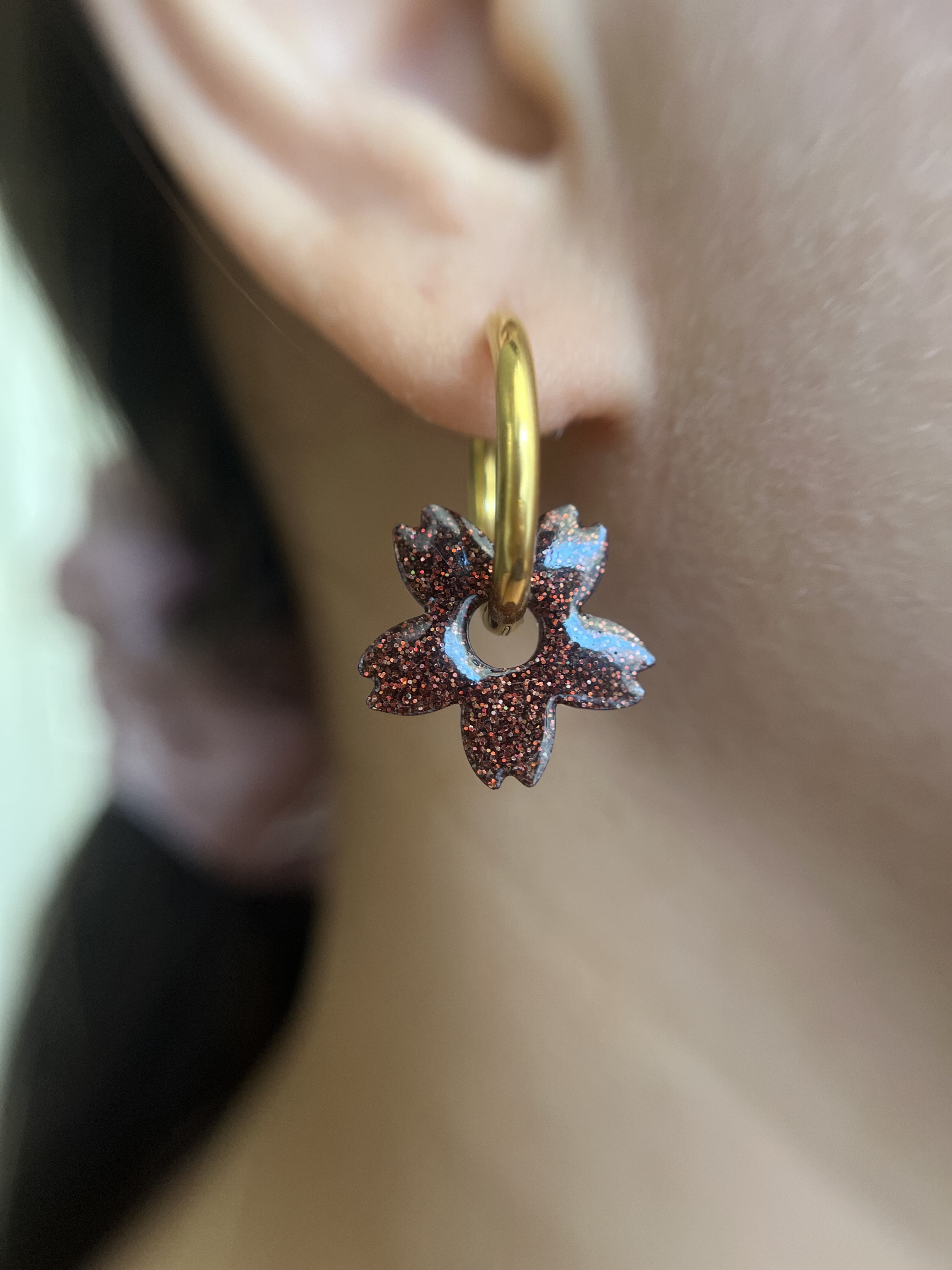 Sakura paillettes marron