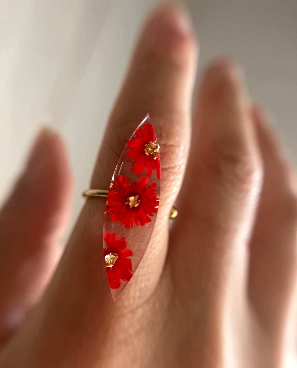 Bague Fleur Rouge 