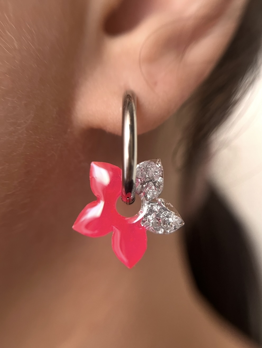 Vanilla rose fluo et feuille d'argent