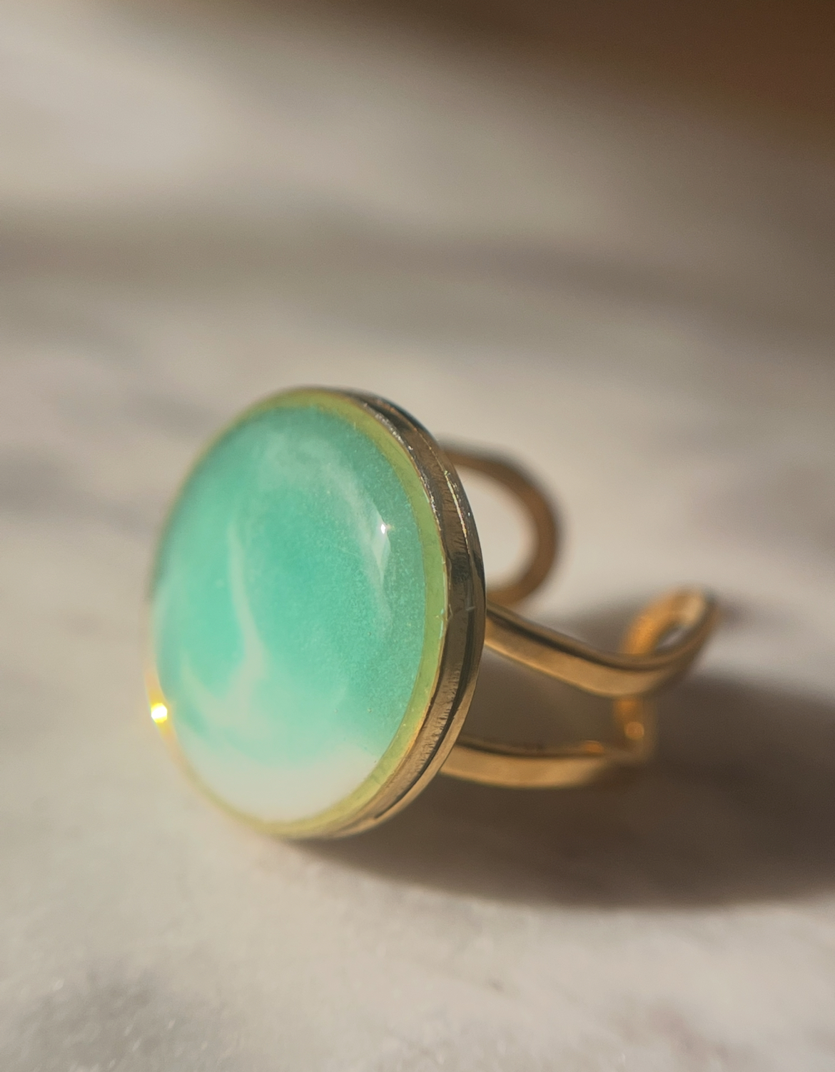 Bague Warm Mint et blanc