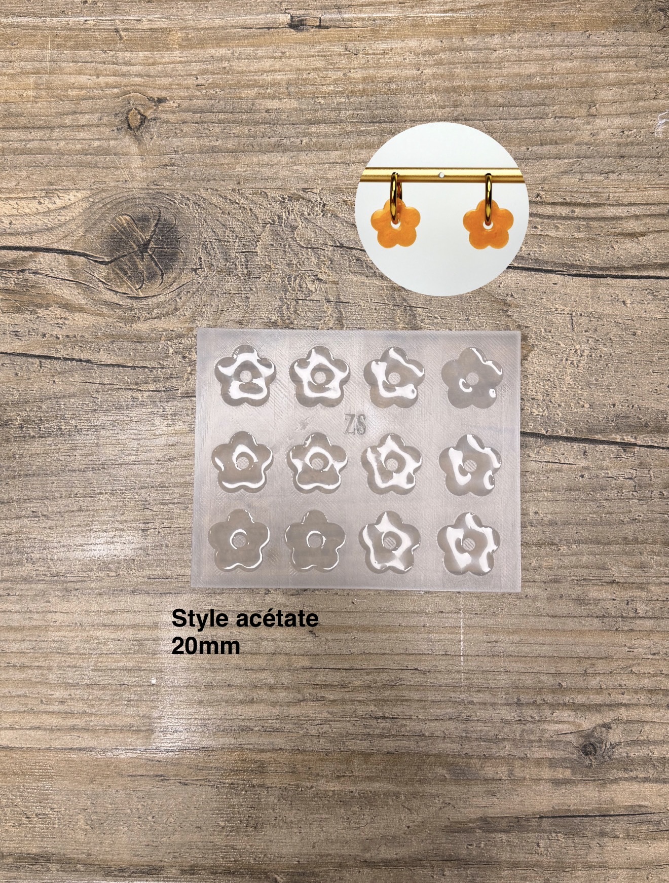 Moule Fleur Plate style acetate 20mm