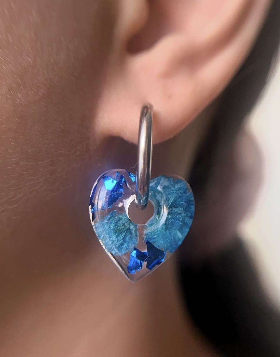Coeur fleur bleu