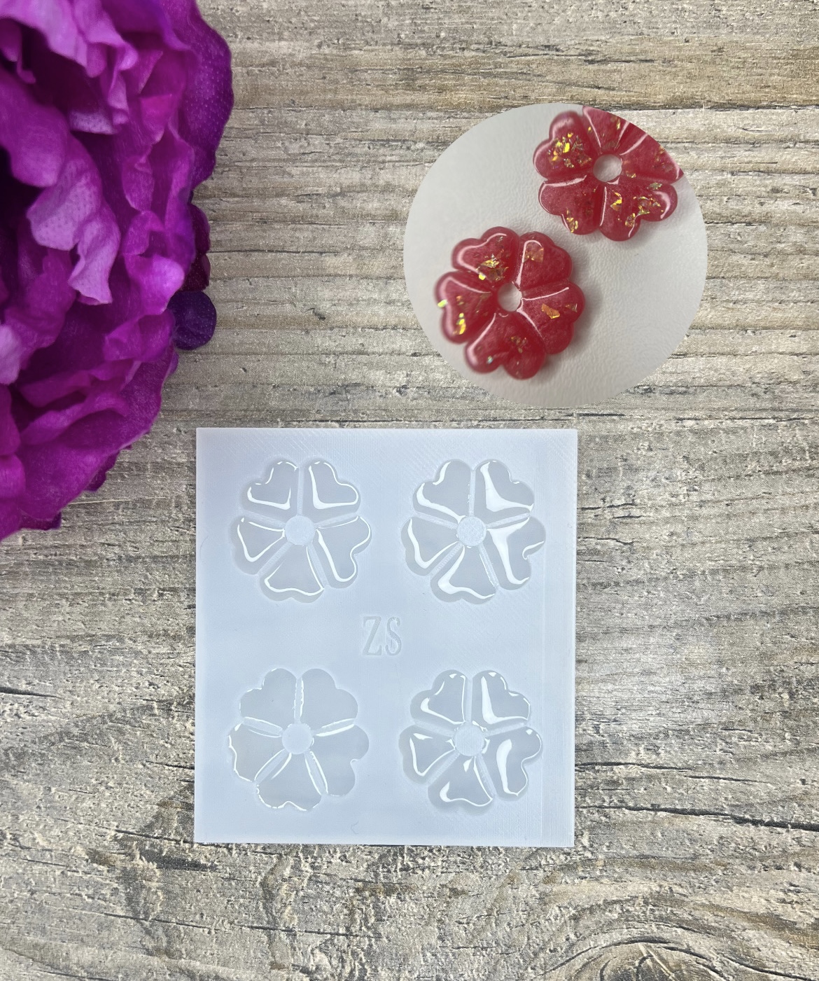 Moule Fleur Coeur 25mm