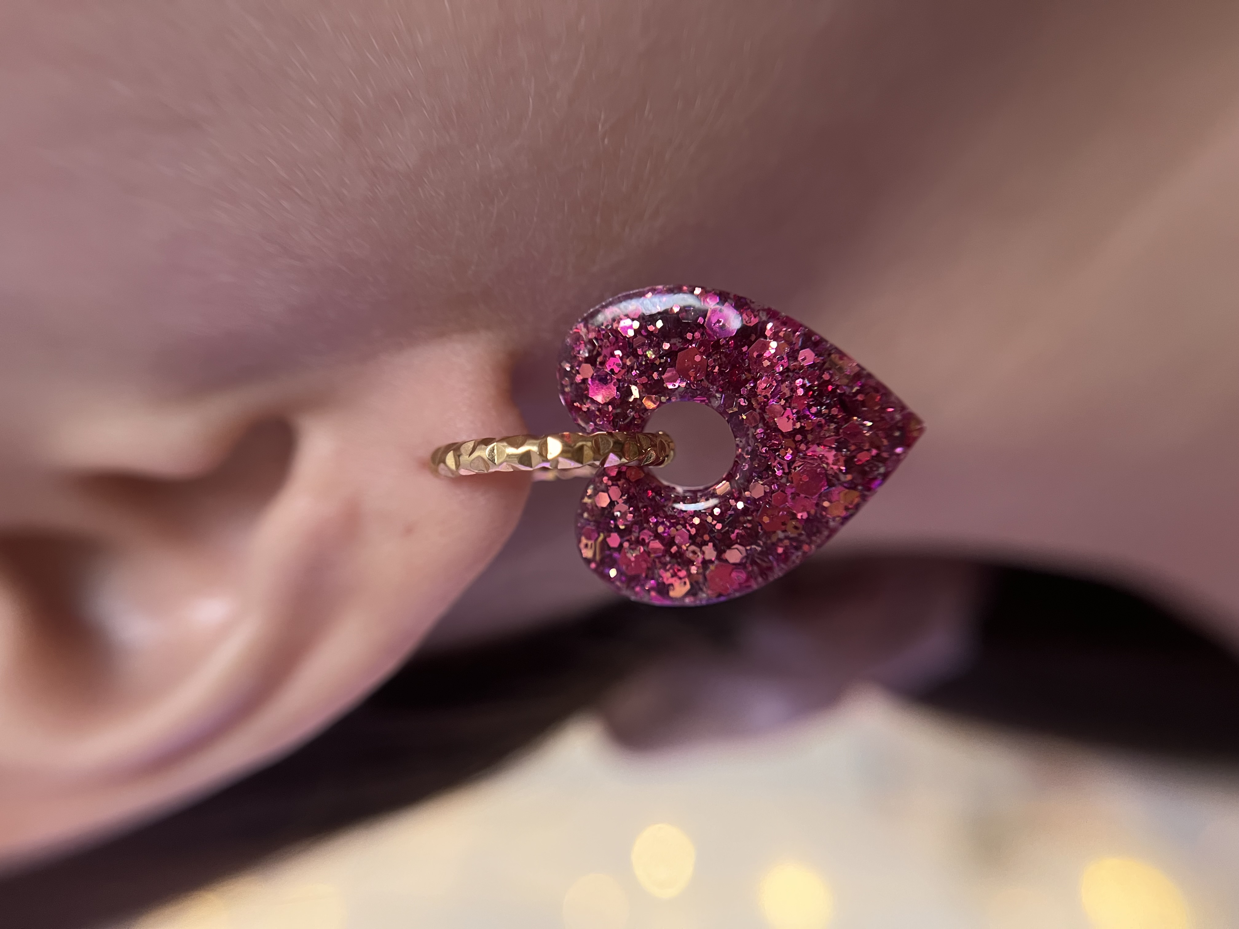 Coeur paillette rose fuschia