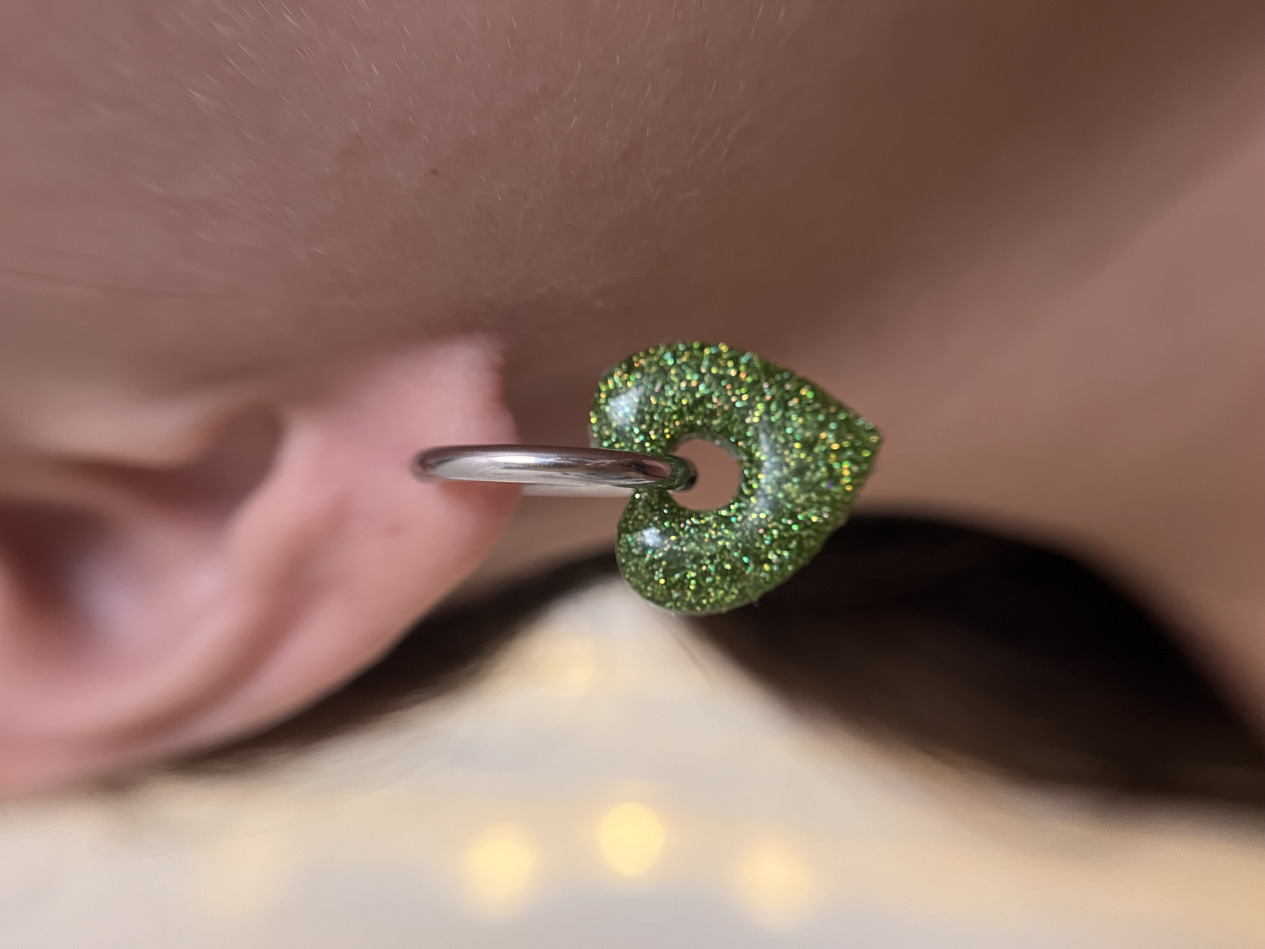 Coeur paillettes vert 