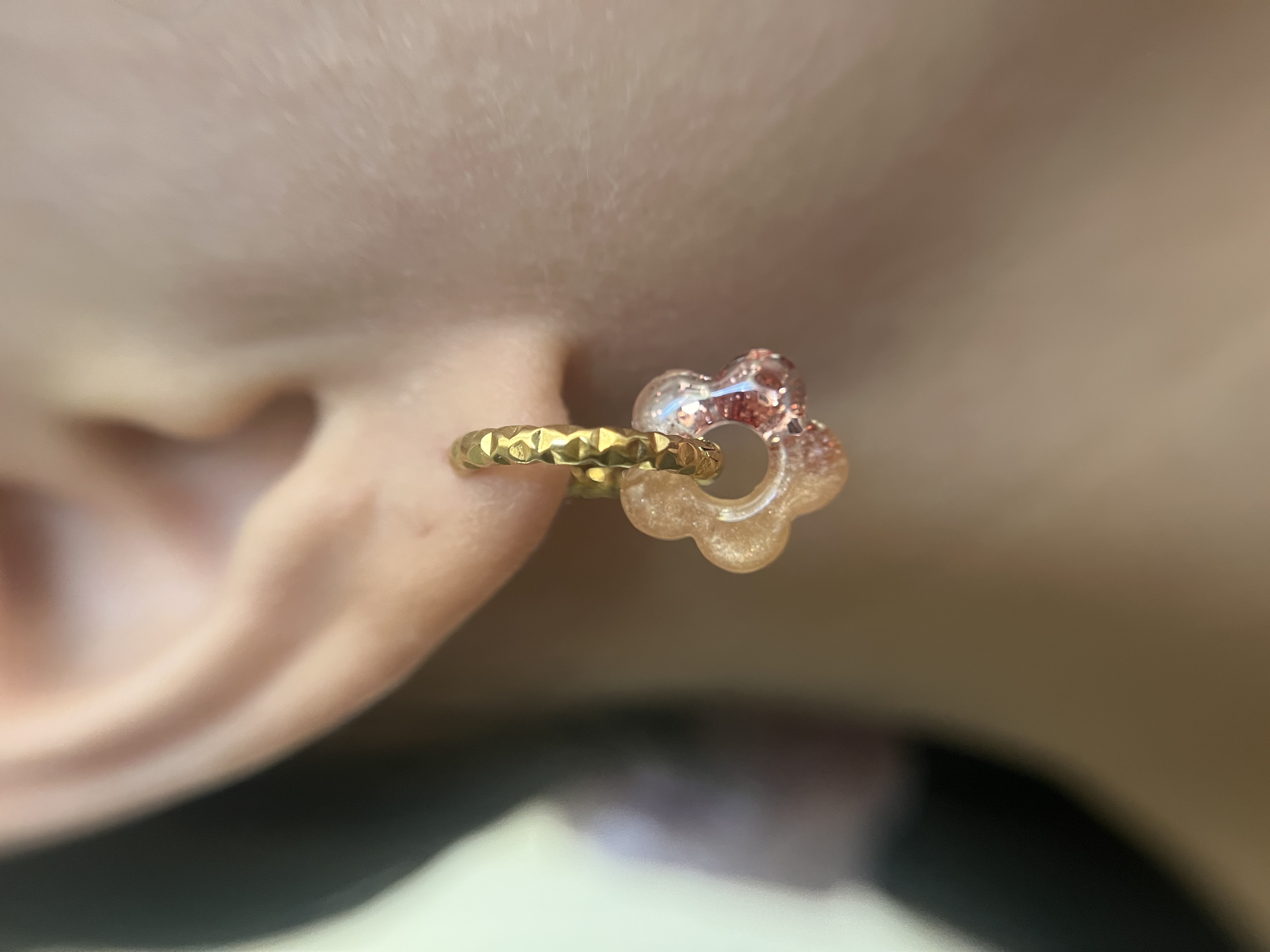 Flower beige irisé et rose gold