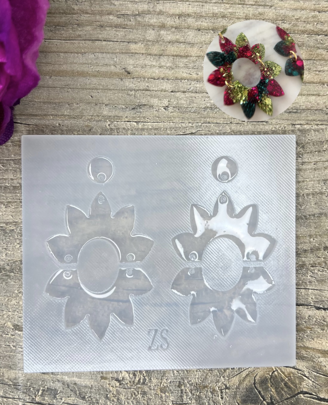 Moule boucle d'oreille fleur 