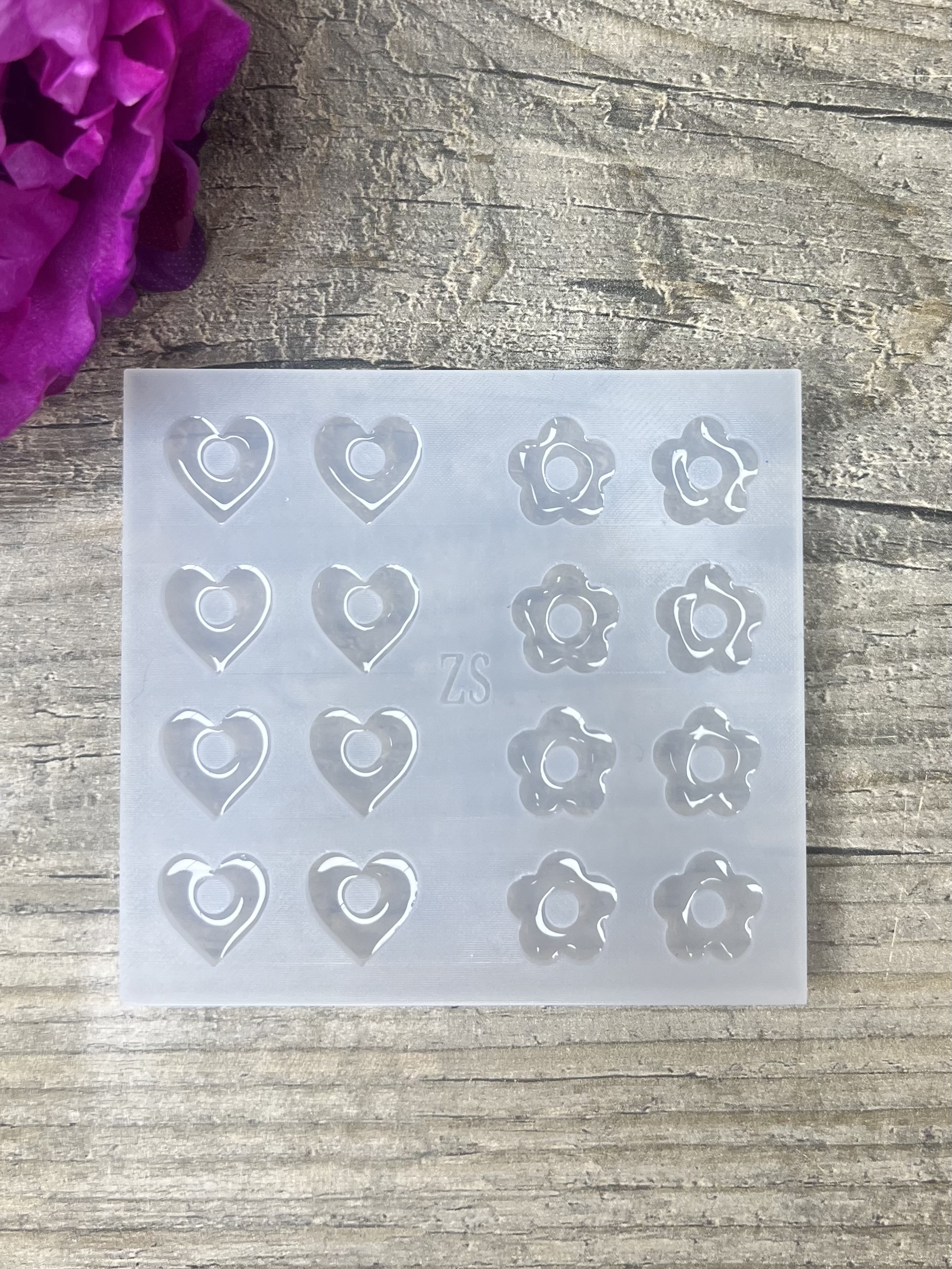 Moule Mix Coeur et Fleur 15mm