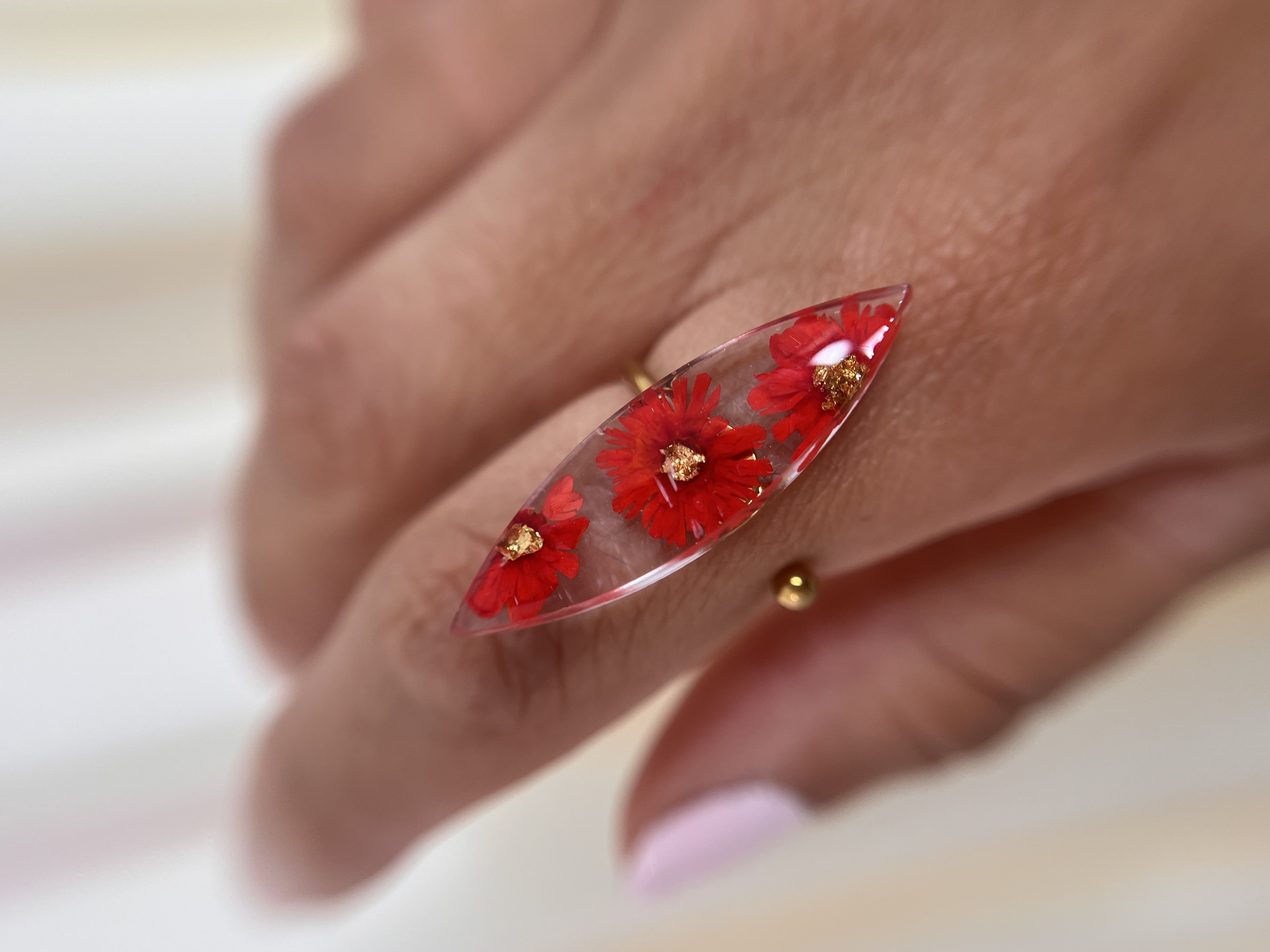Bague fleur rouge