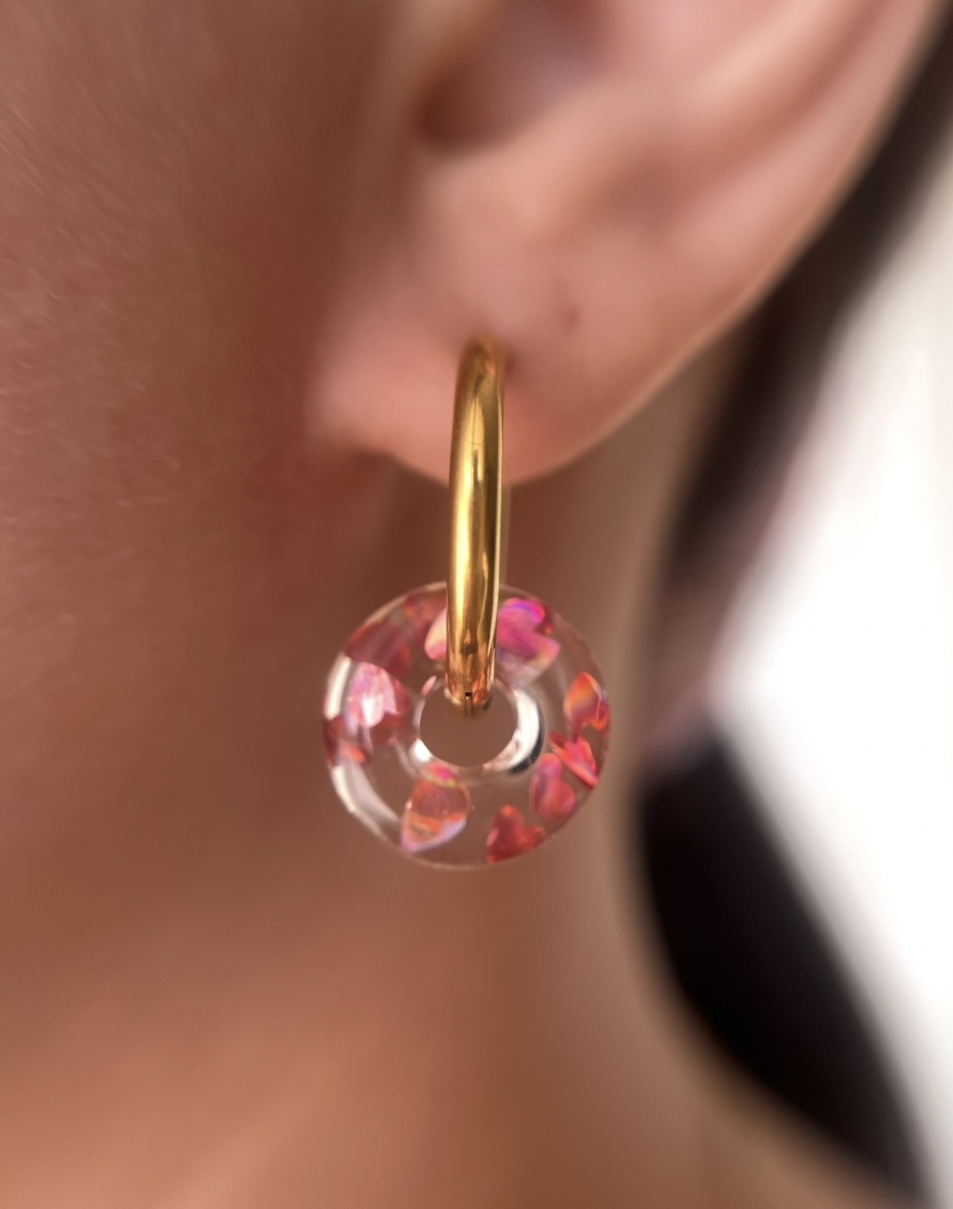 Louve avec coeur holographique rose