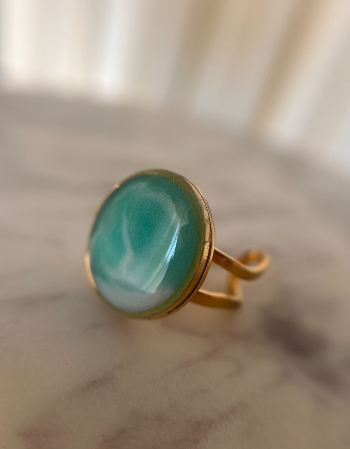 Bague Warm Mint et blanc