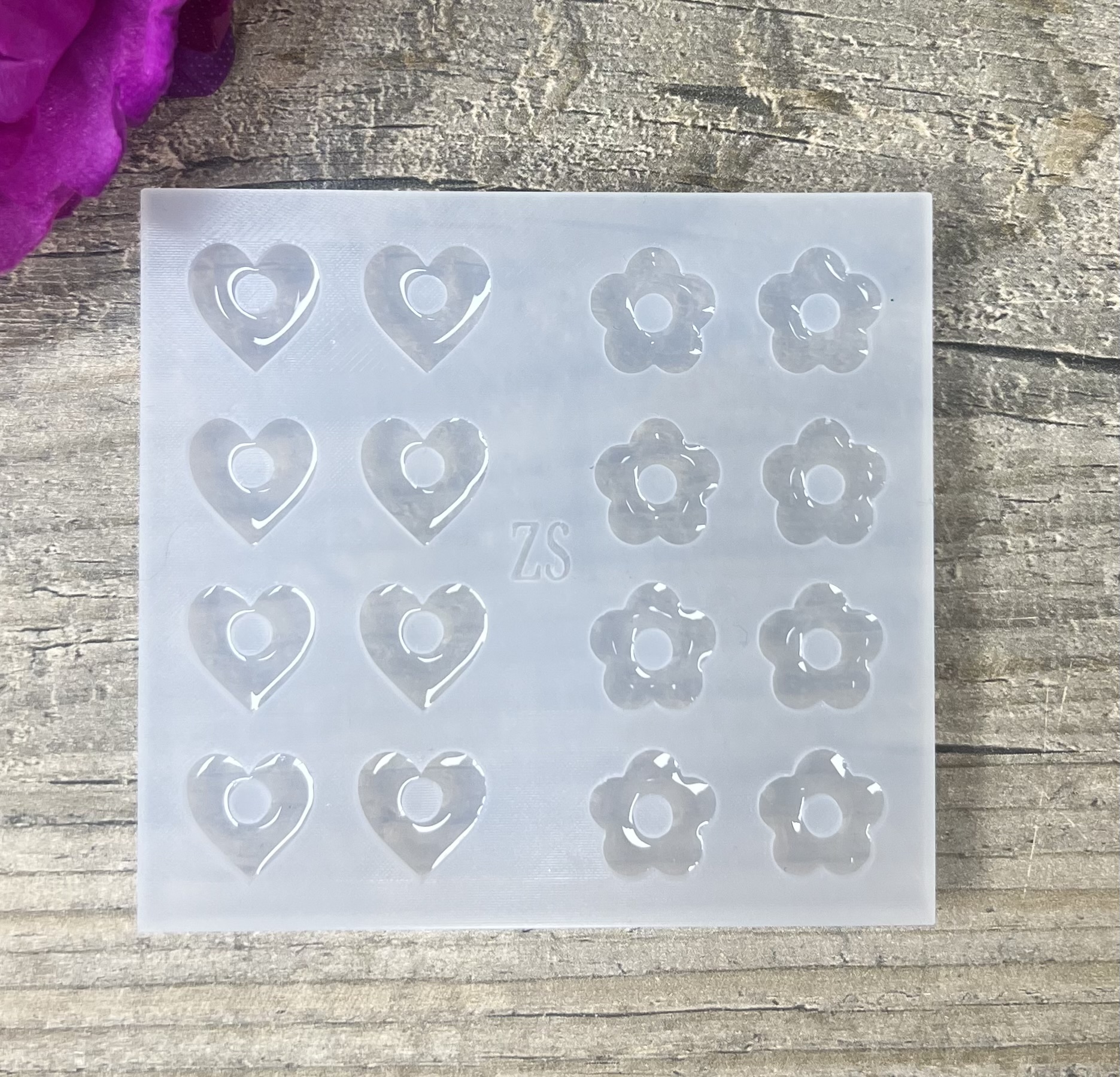 Moule Mix Coeur et Fleur 15mm