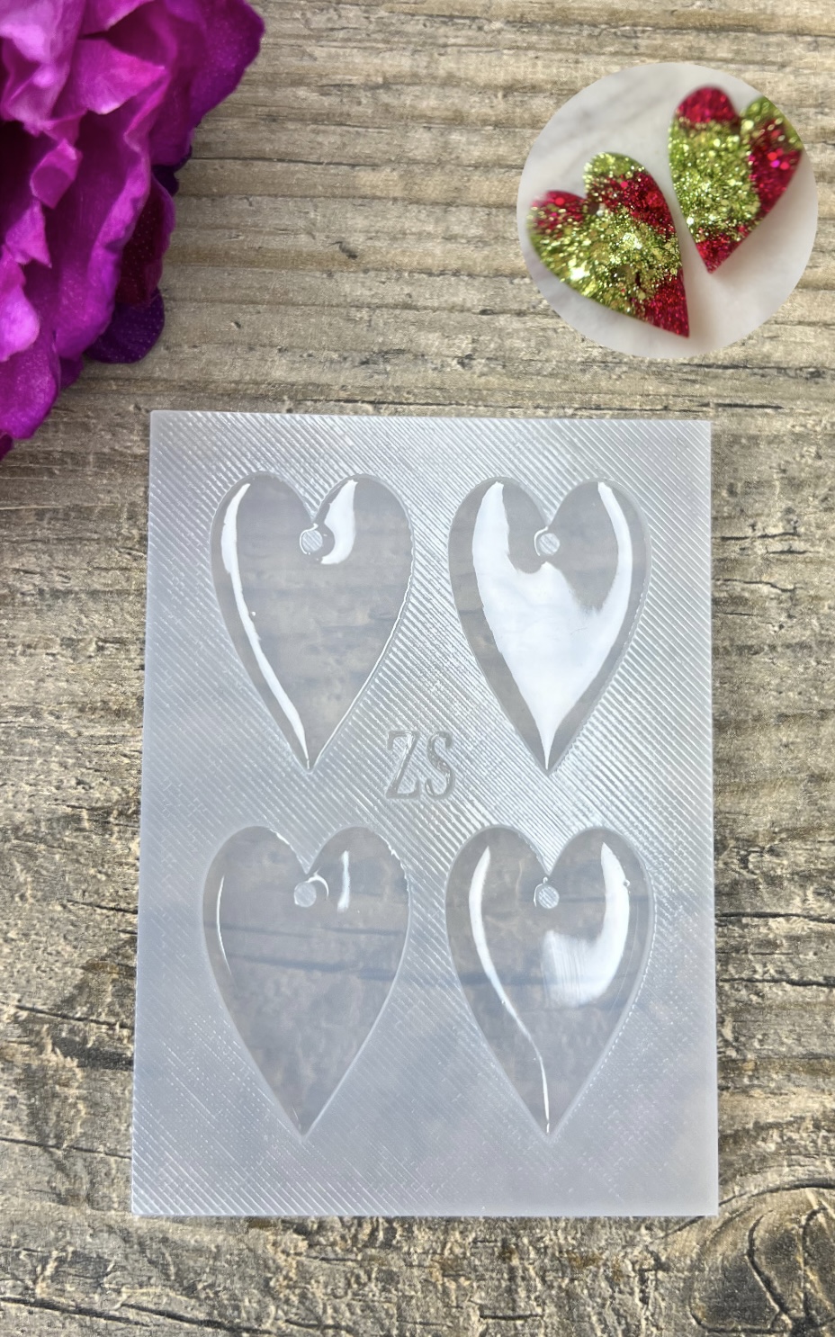 Moule boucle d'oreille coeur 35mm