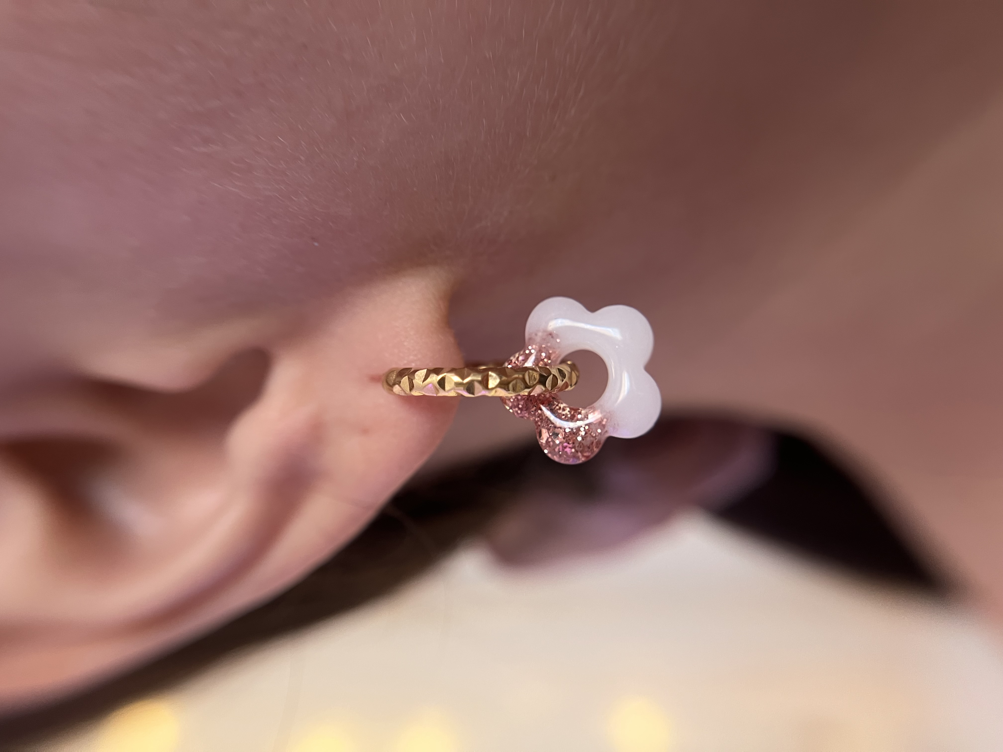 Flower blanc et  rose gold