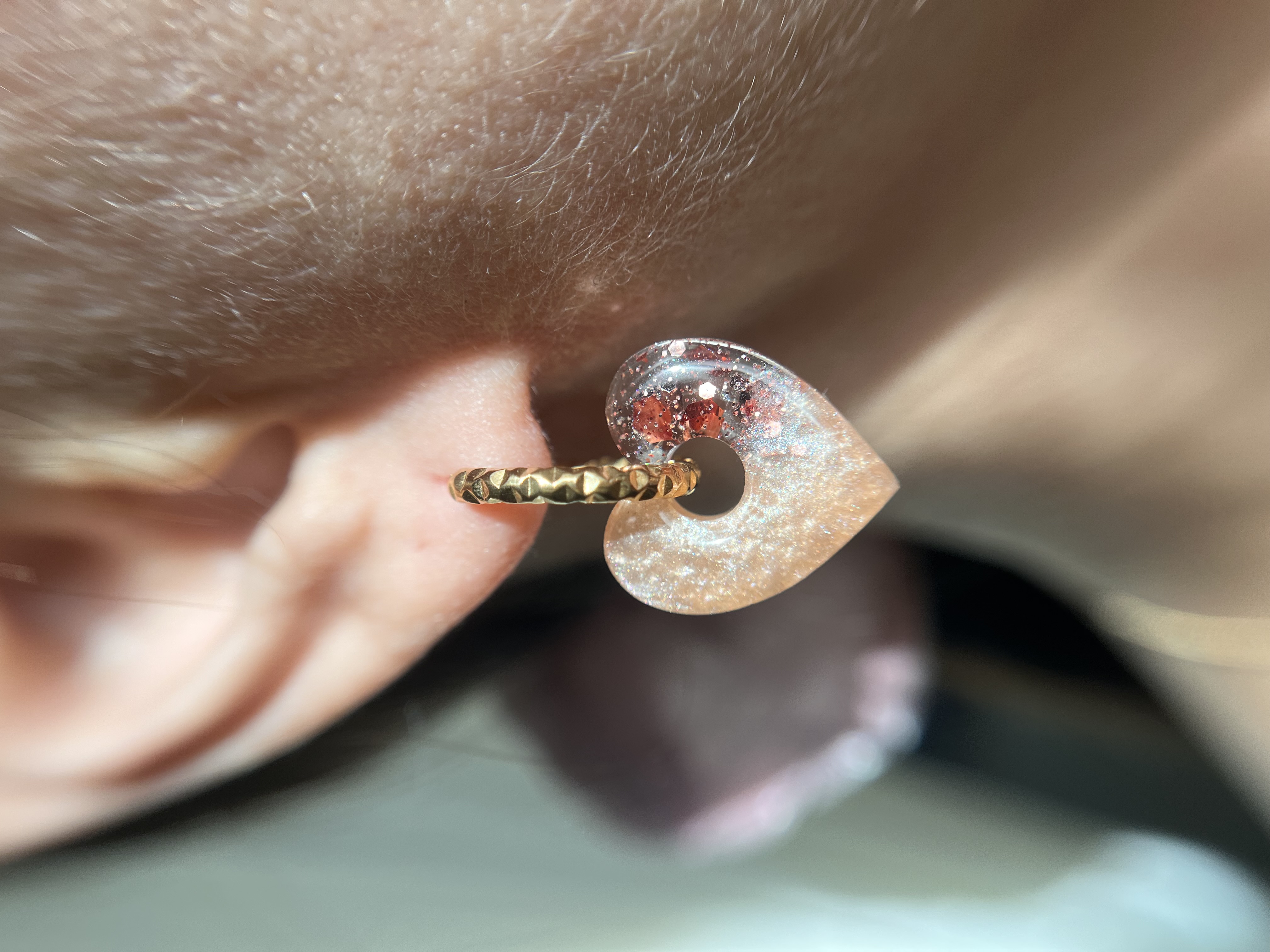 Coeur beige irisé et rose gold