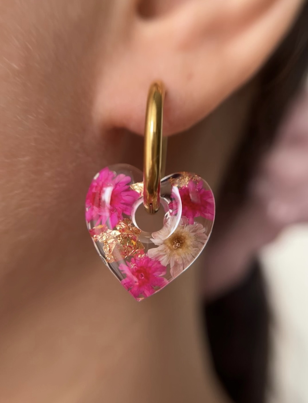 Coeur fleur rose et blanche