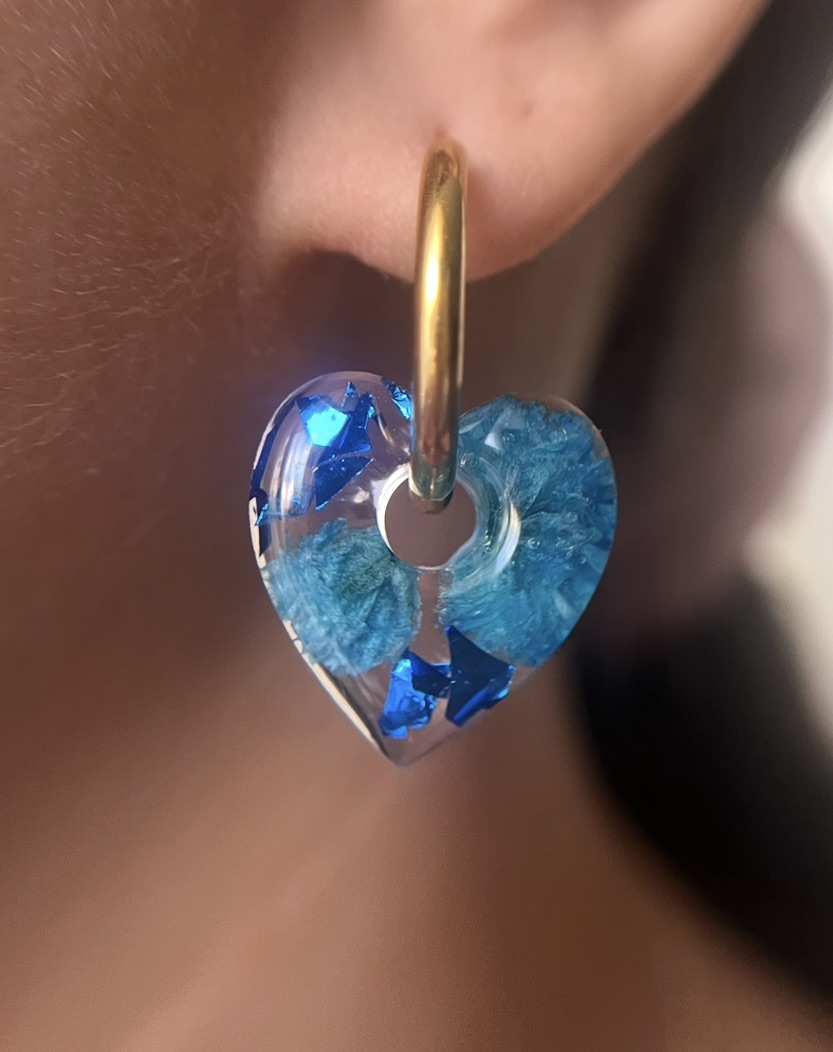 Coeur fleur bleu