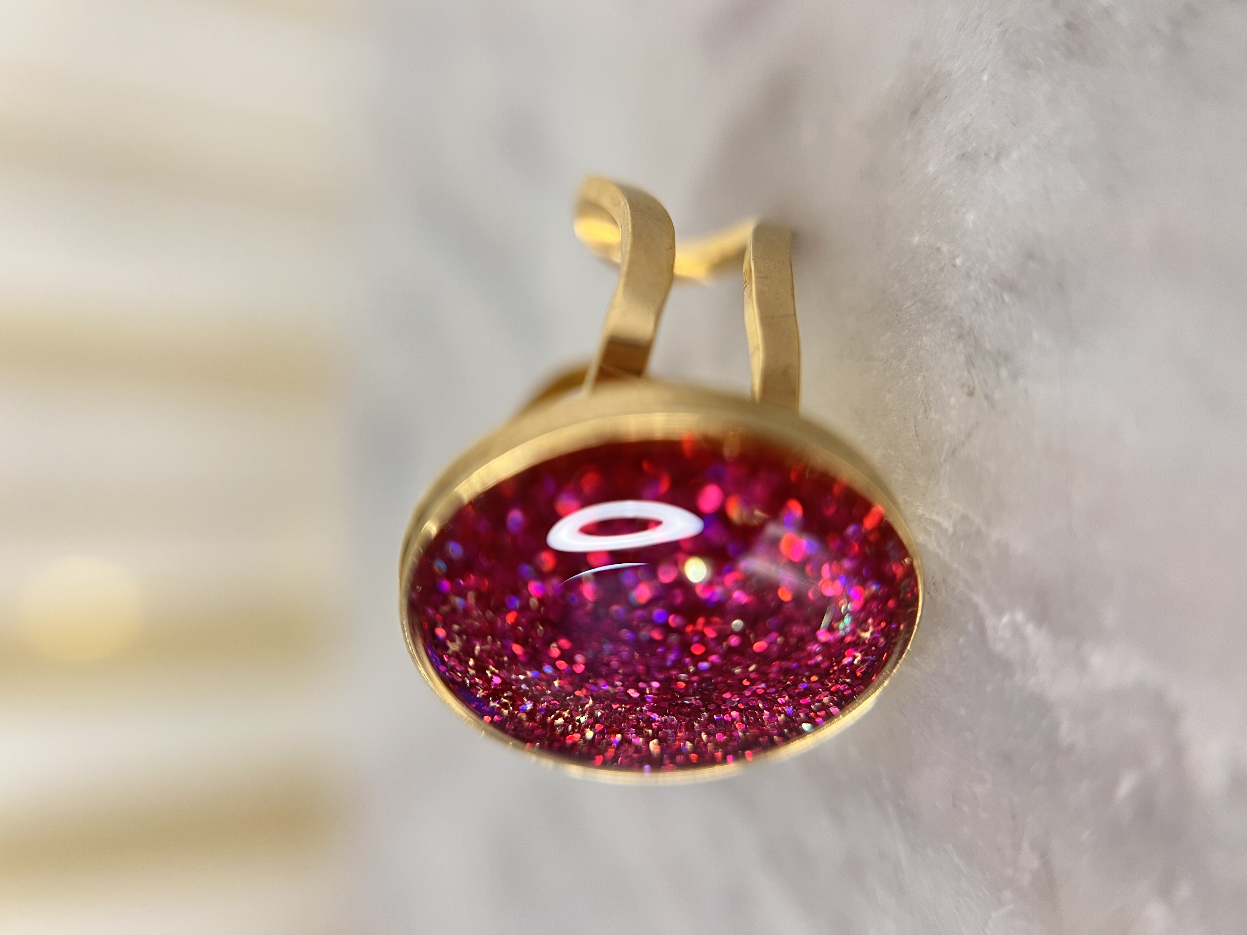 Bague paillette fuchsia