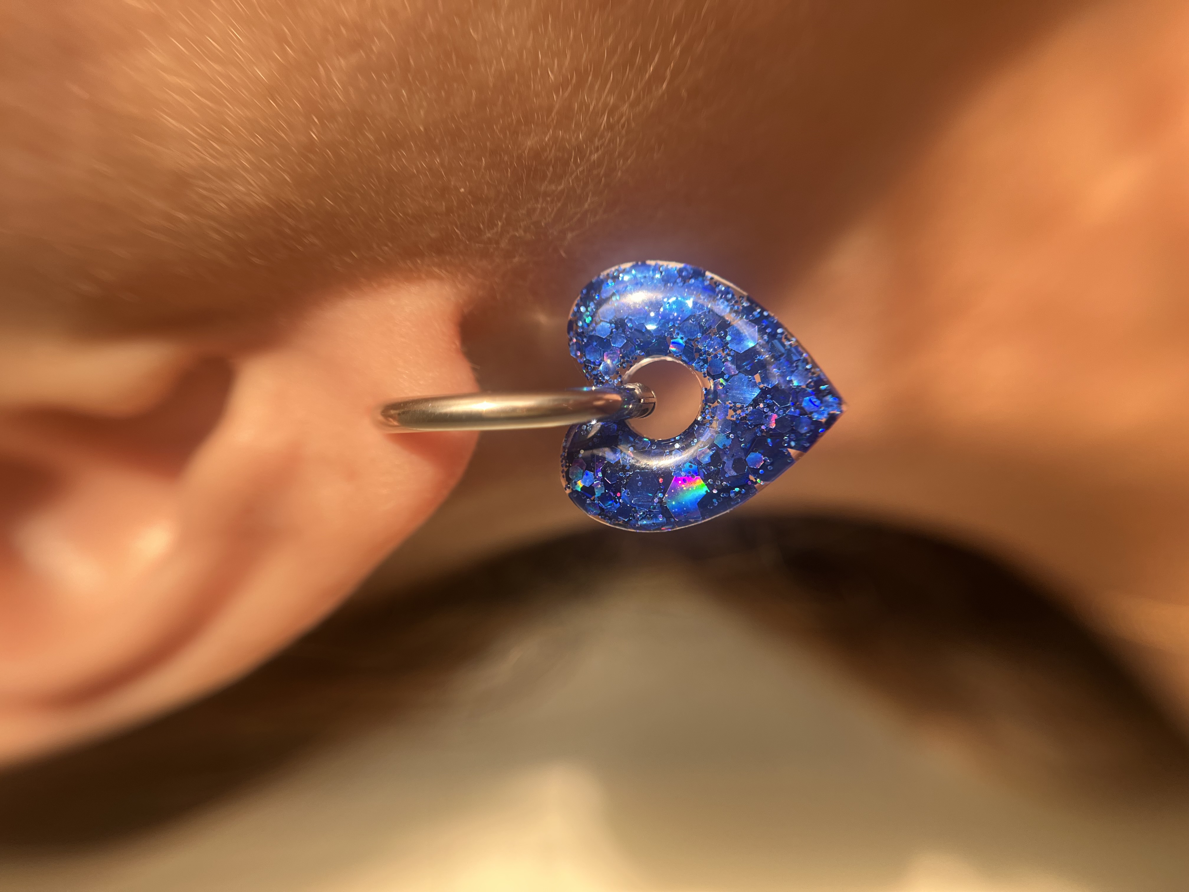 Coeur paillettes bleu