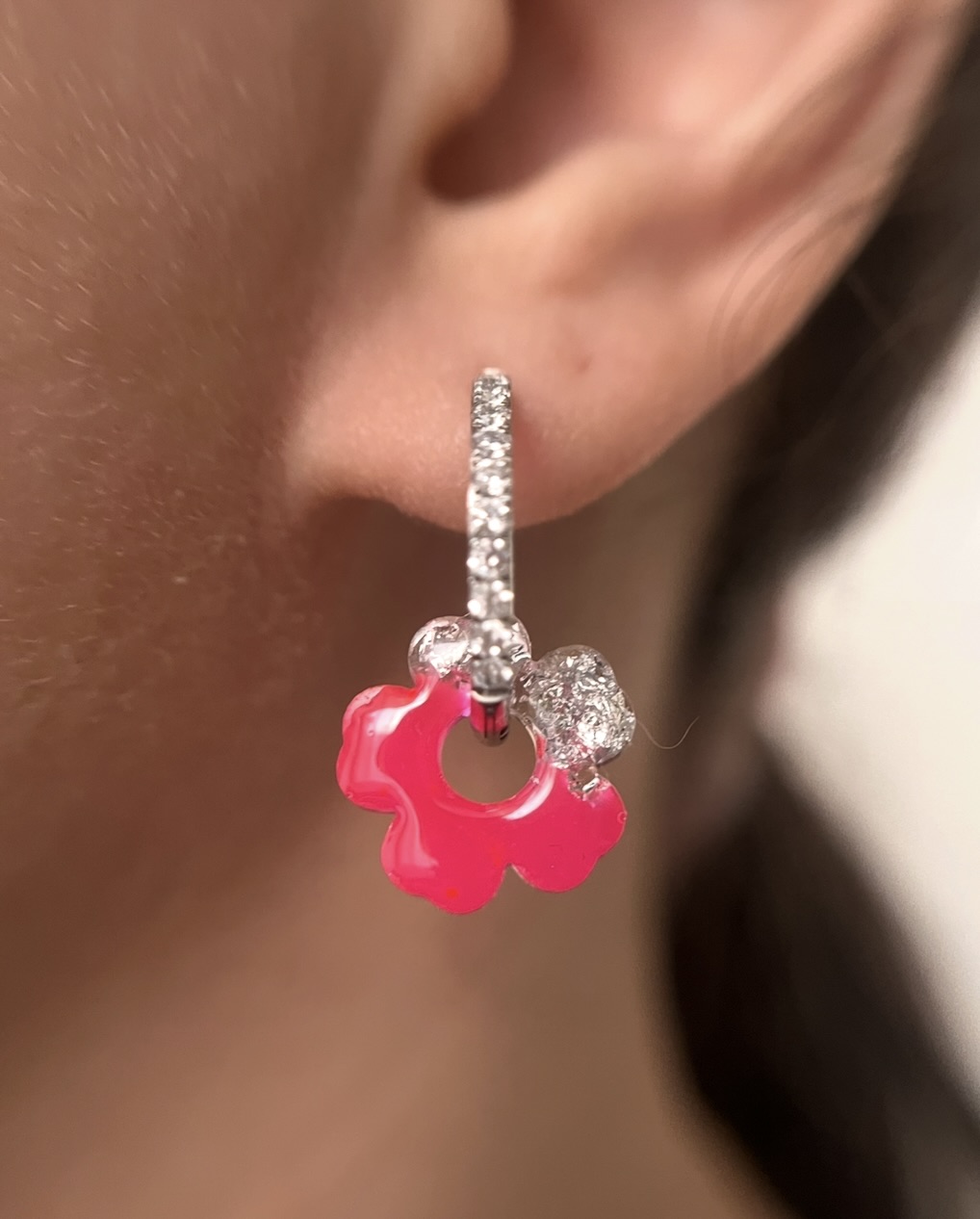 Sakura rose fluo et feuille d'argent
