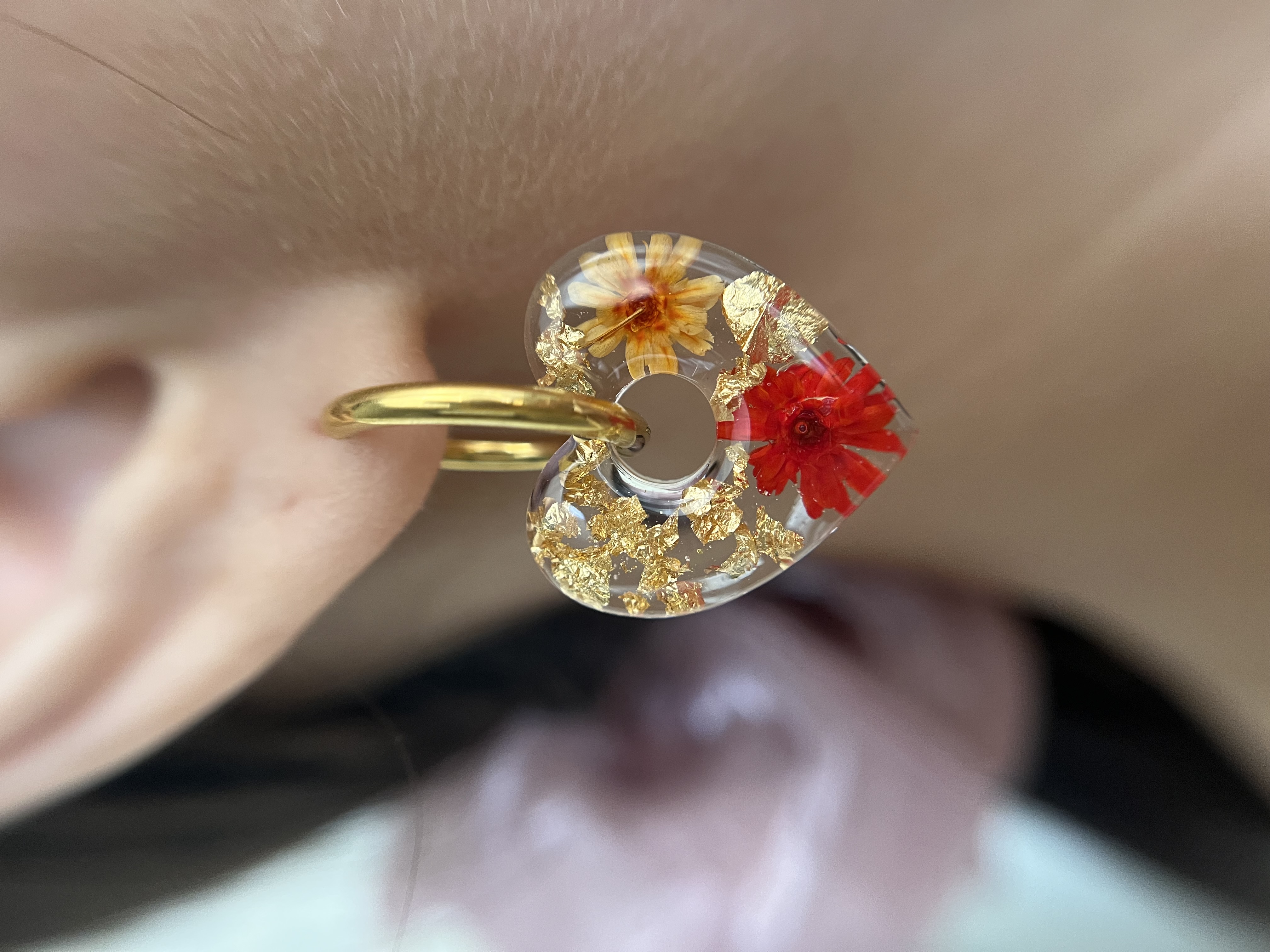 Coeur Fleur Rouge et Orange