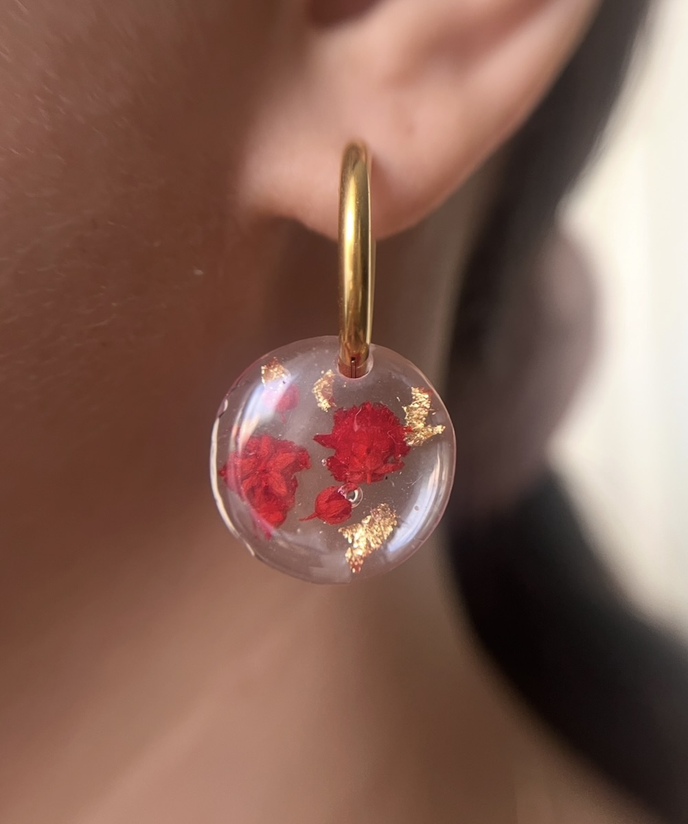 Louna fleur rouge et feuille d'or