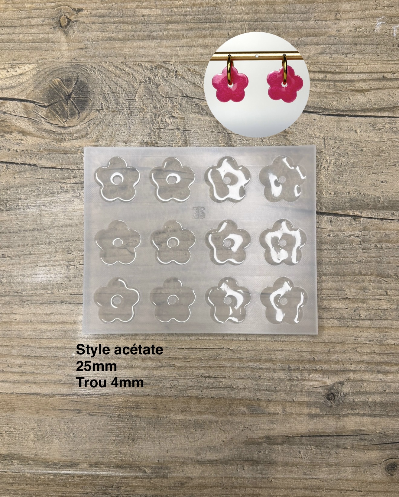 Moule Fleur Plate style acetate 25mm