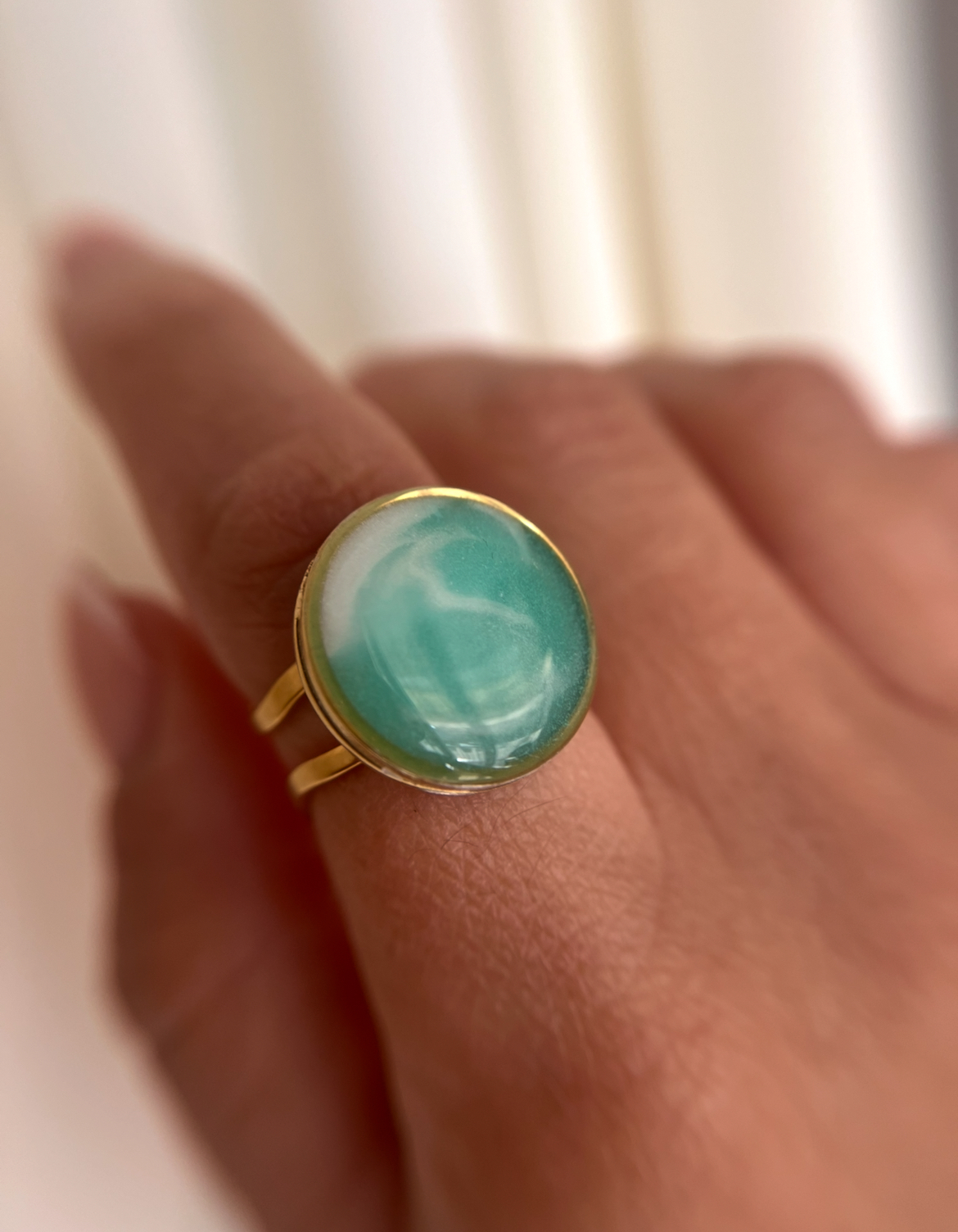 Bague Warm Mint et blanc
