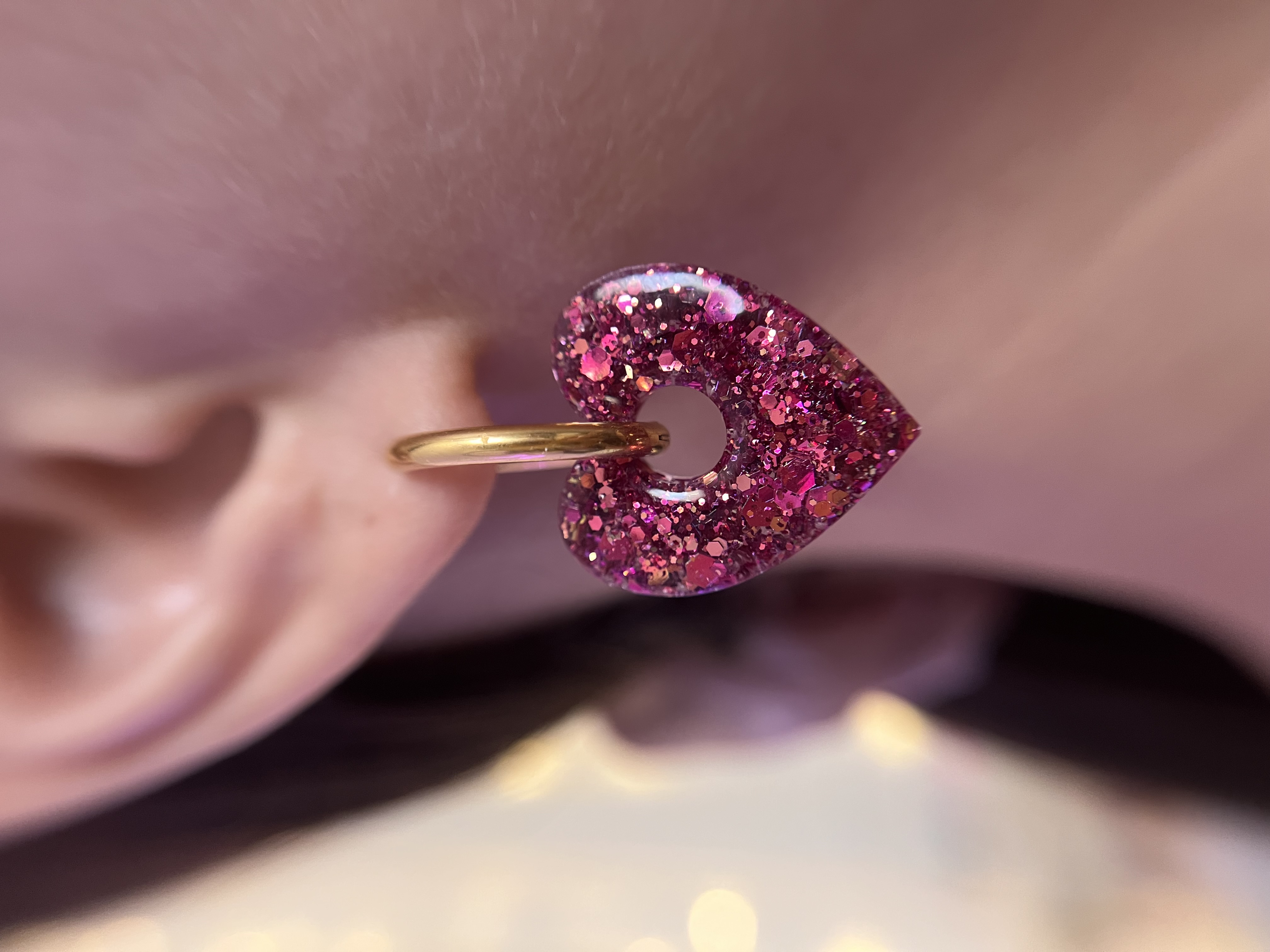 Coeur paillette rose fuschia