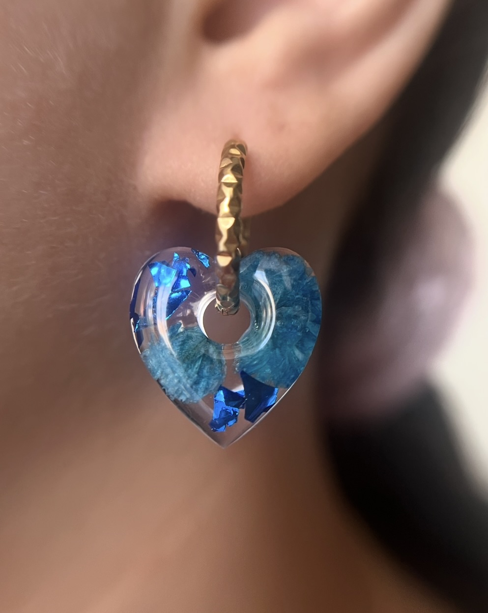 Coeur fleur bleu