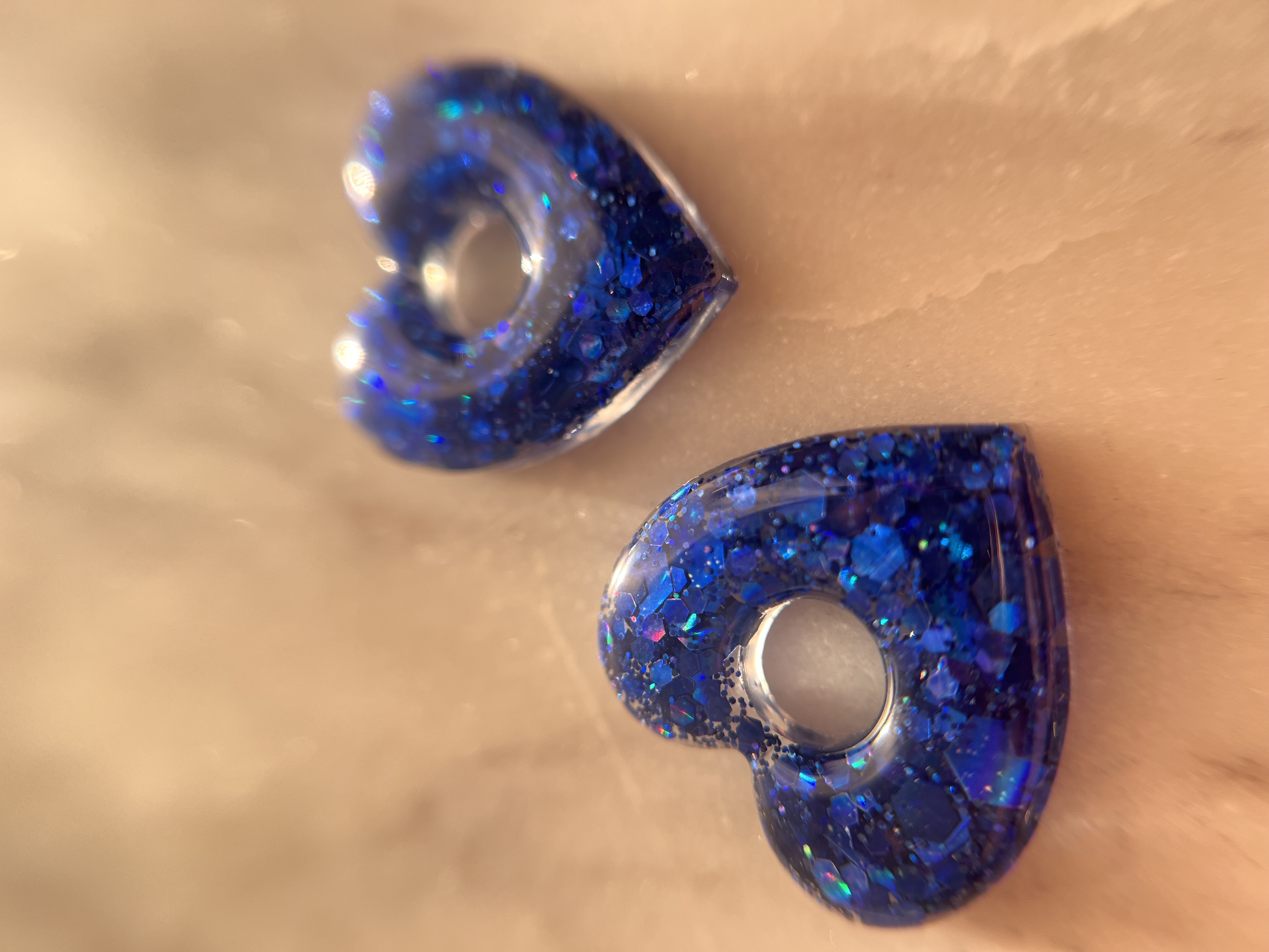 Coeur paillettes bleu