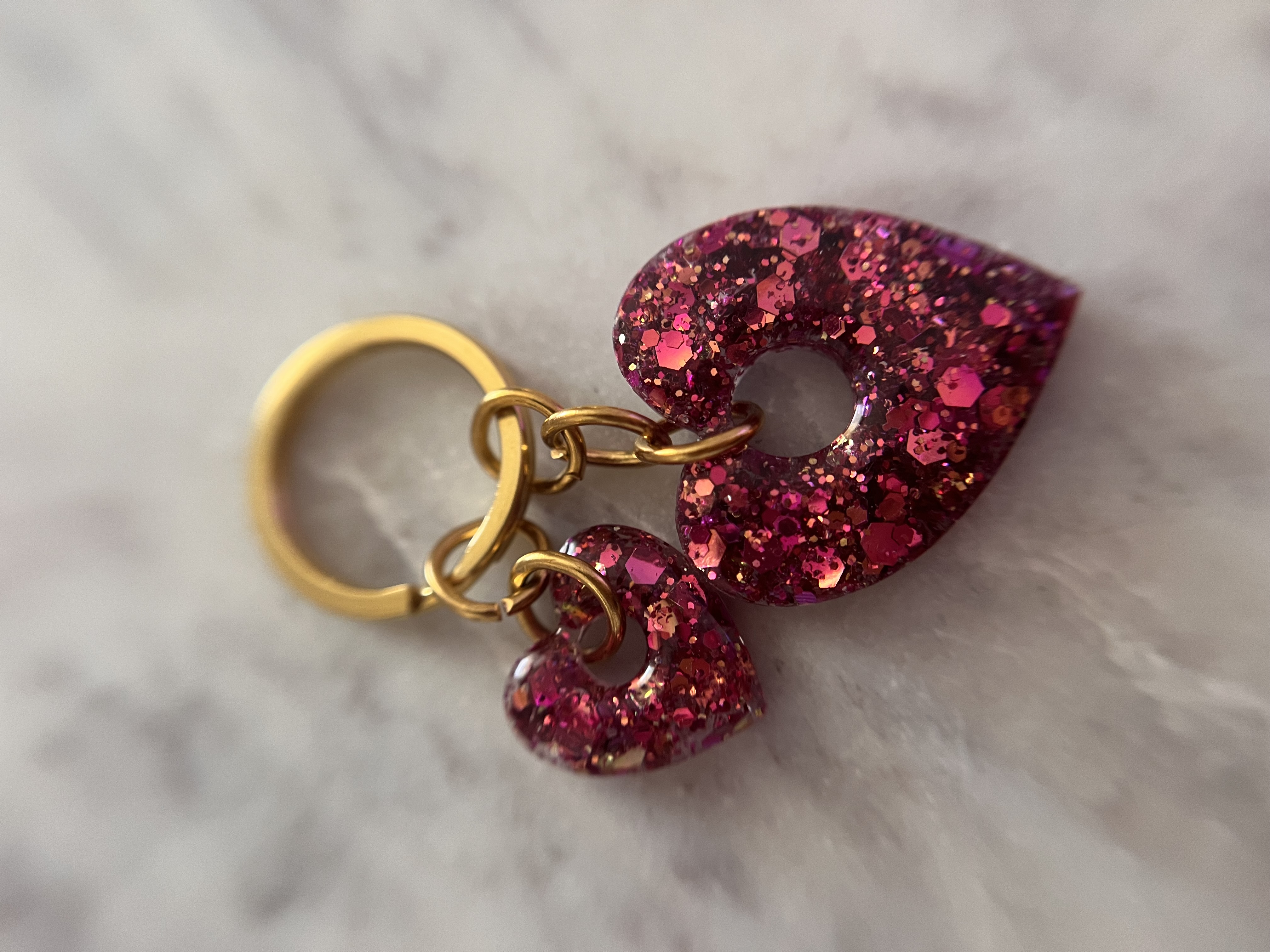 Porte-clefs double coeur