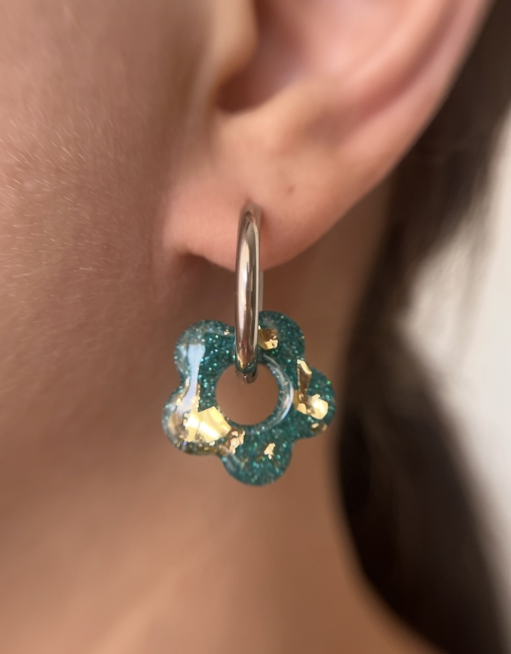 Flower turquoise et feuille d'or