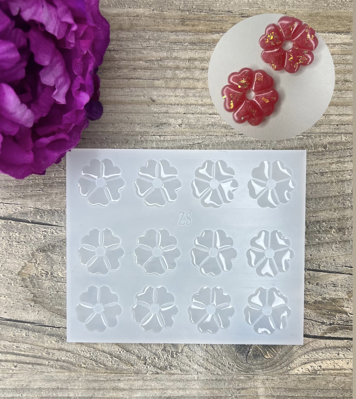 Moule Fleur Coeur 25mm