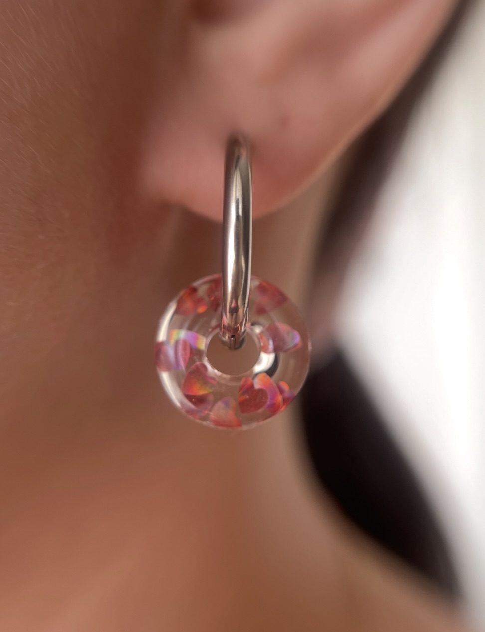Louve avec coeur holographique rose
