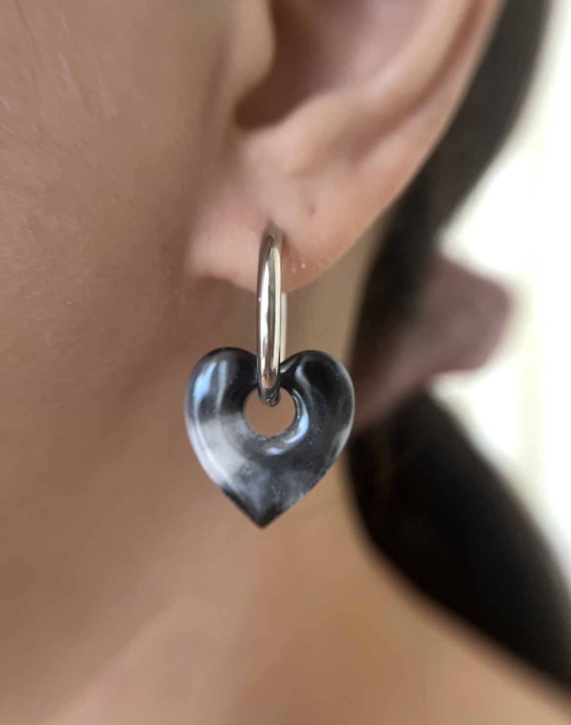 Coeur marbré noir et blanc