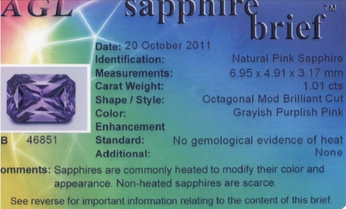  Saphir rose naturel sans traitement