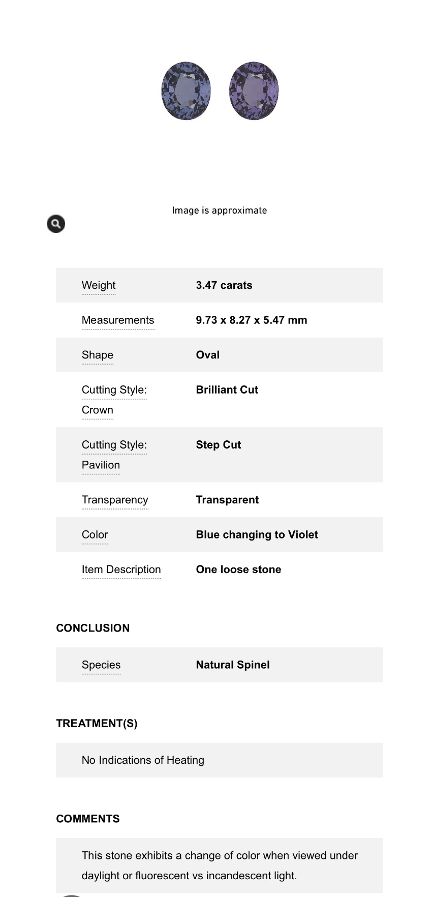 Spinelle violet coussin