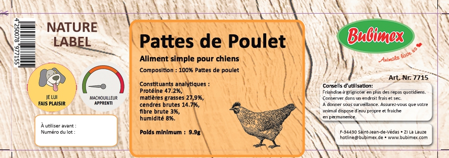 Patte de poulet séchée